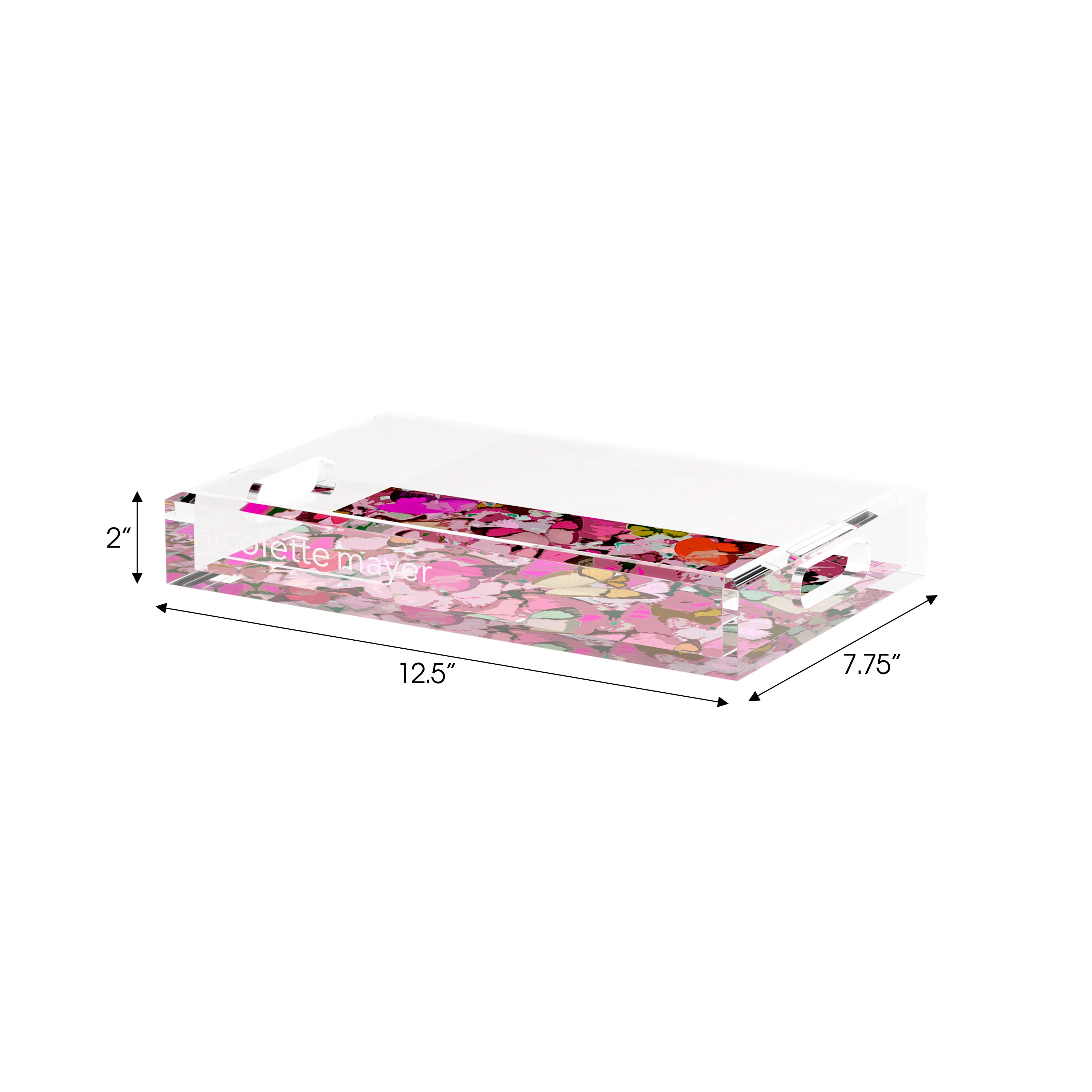Mariposa Pink 12.5X7.75 Acrylic Tray - nicolettemayer.com