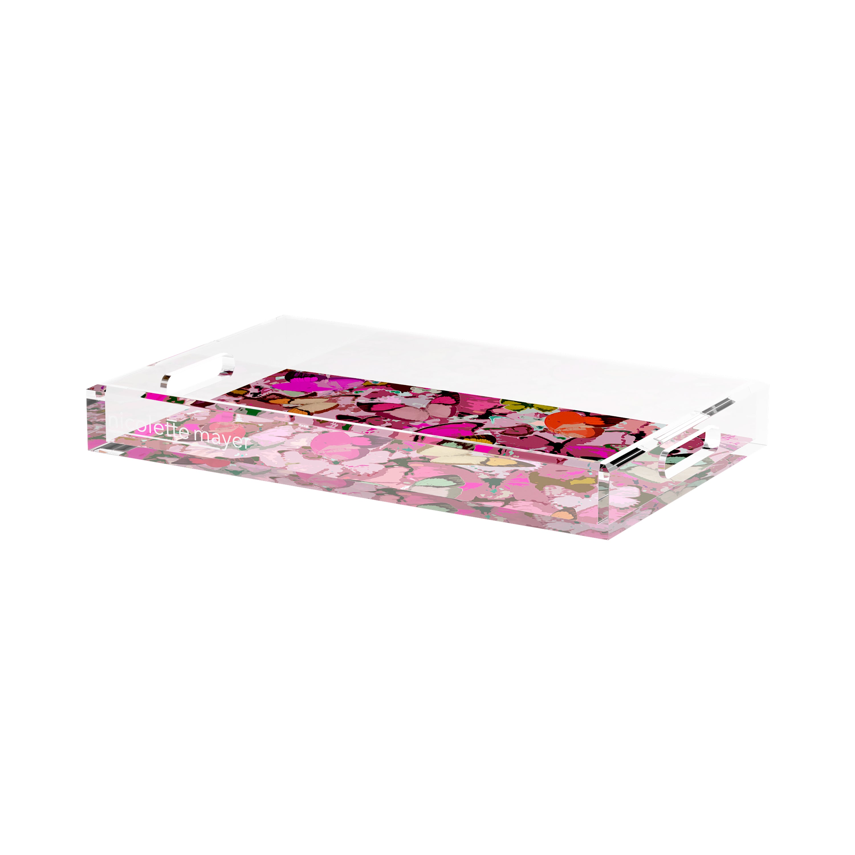 Mariposa Pink 17X10.5 Acrylic Tray - nicolettemayer.com