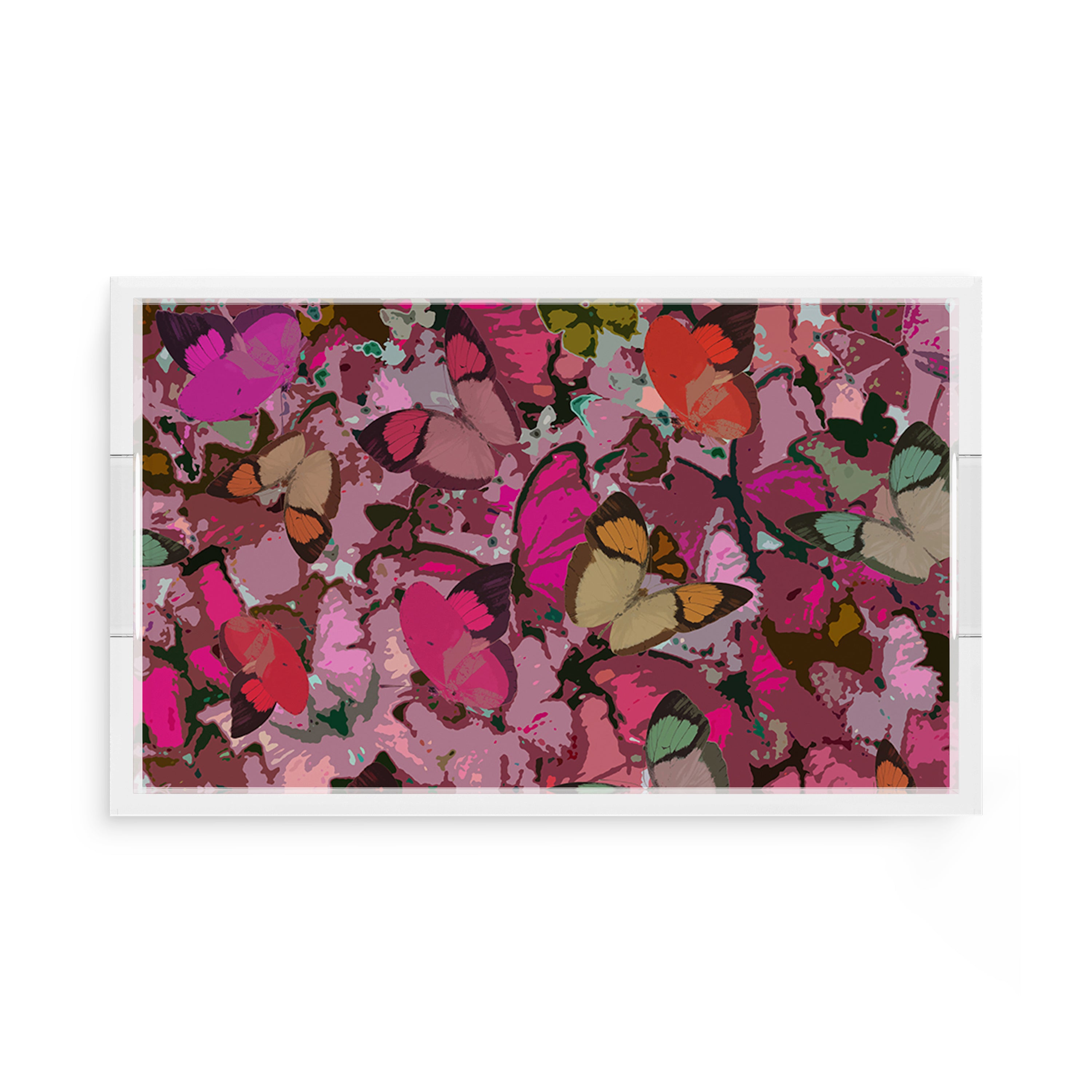 Mariposa Pink 17X10.5 Acrylic Tray - nicolettemayer.com