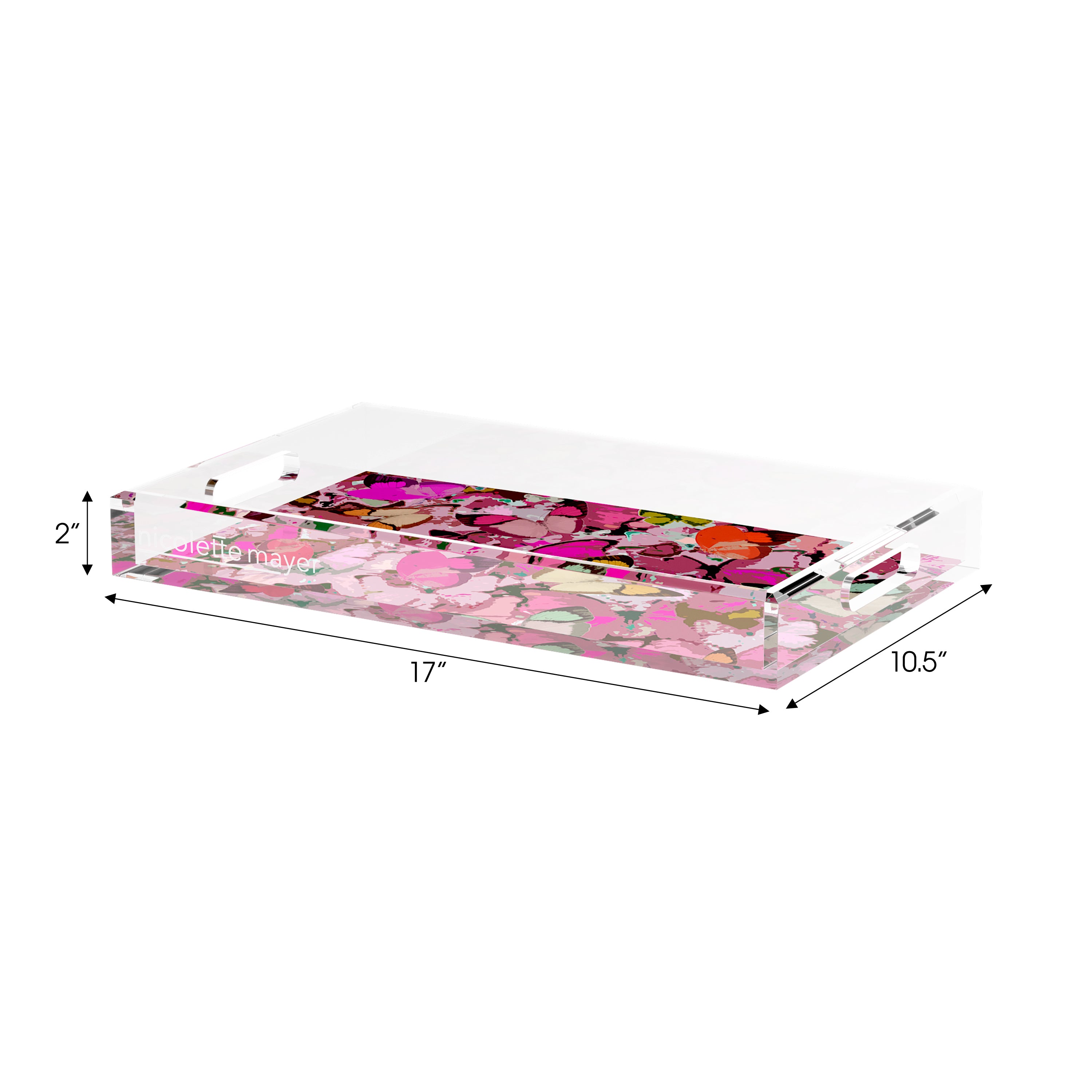 Mariposa Pink 17X10.5 Acrylic Tray - nicolettemayer.com