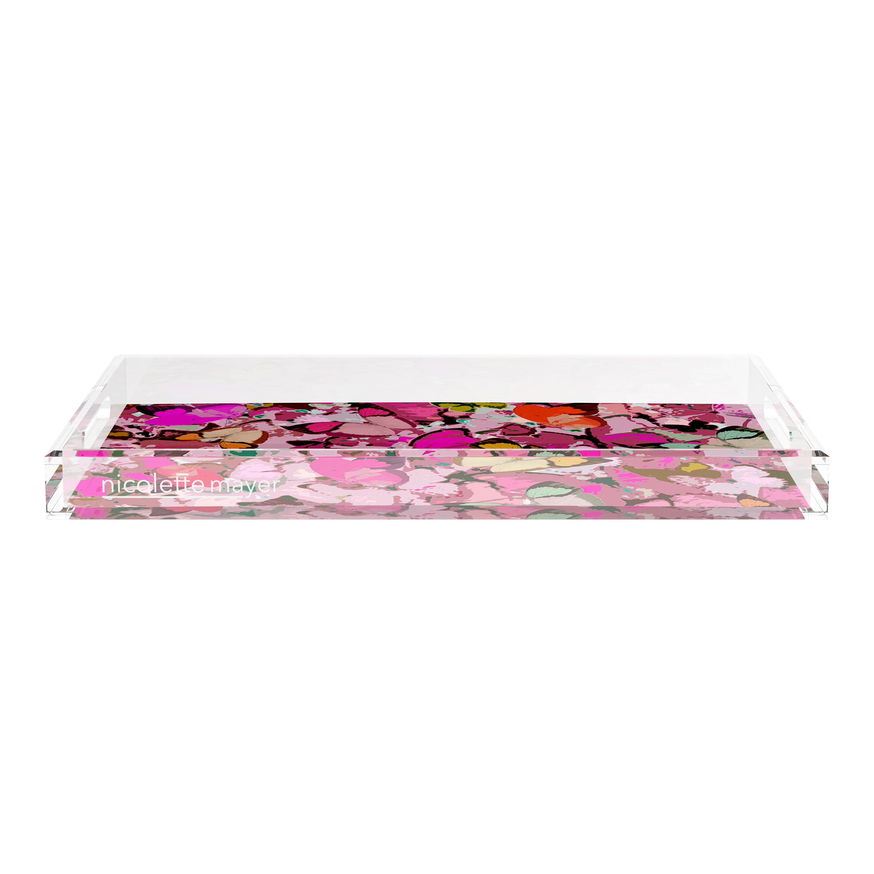 Mariposa Pink 22.5X14.5 Acrylic Tray - nicolettemayer.com