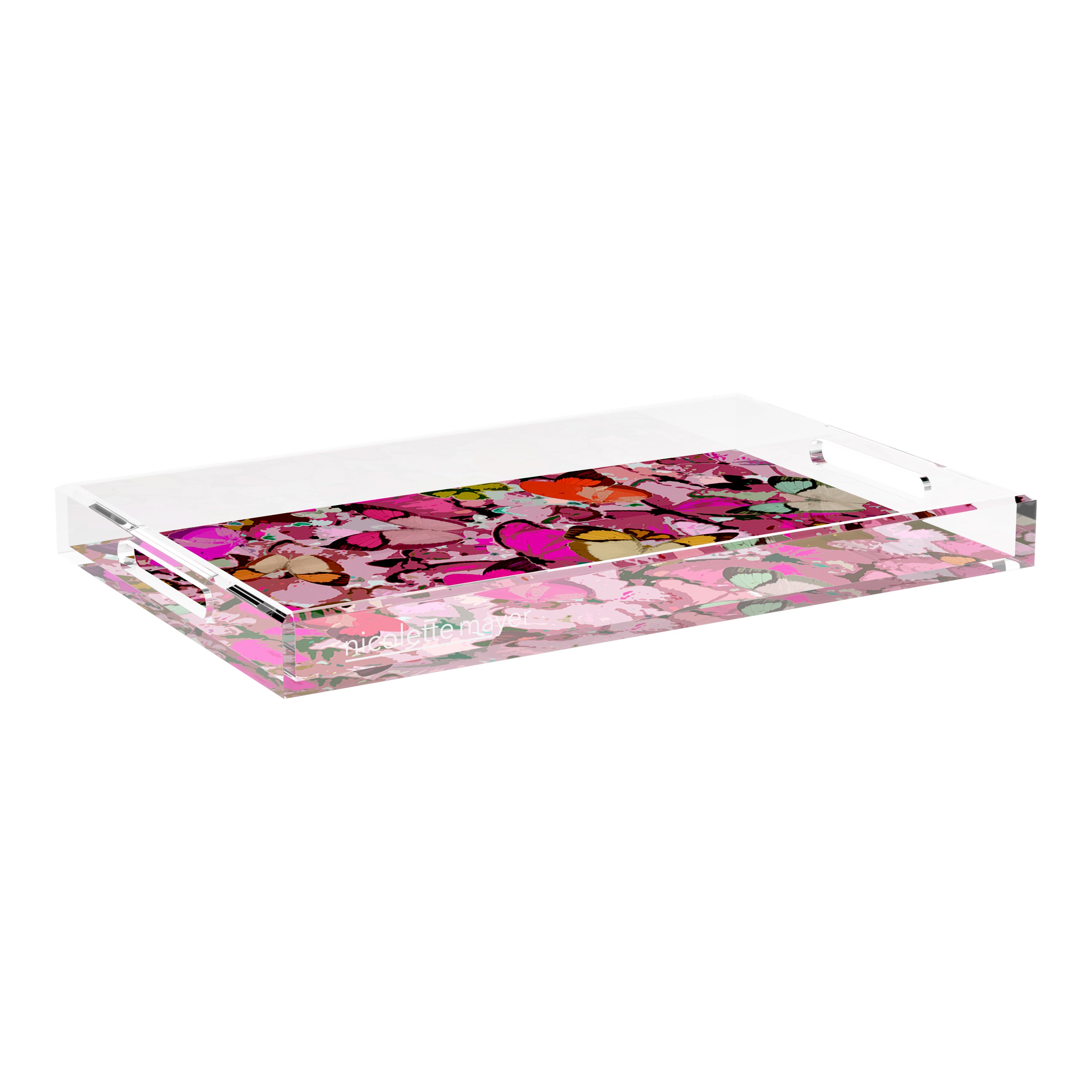 Mariposa Pink 22.5X14.5 Acrylic Tray - nicolettemayer.com