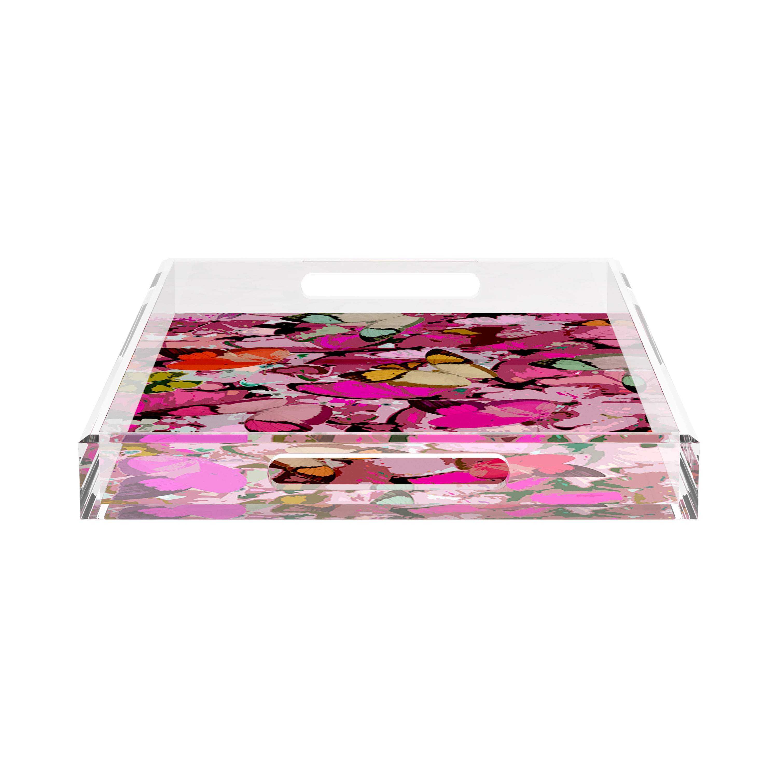 Mariposa Pink 22.5X14.5 Acrylic Tray - nicolettemayer.com