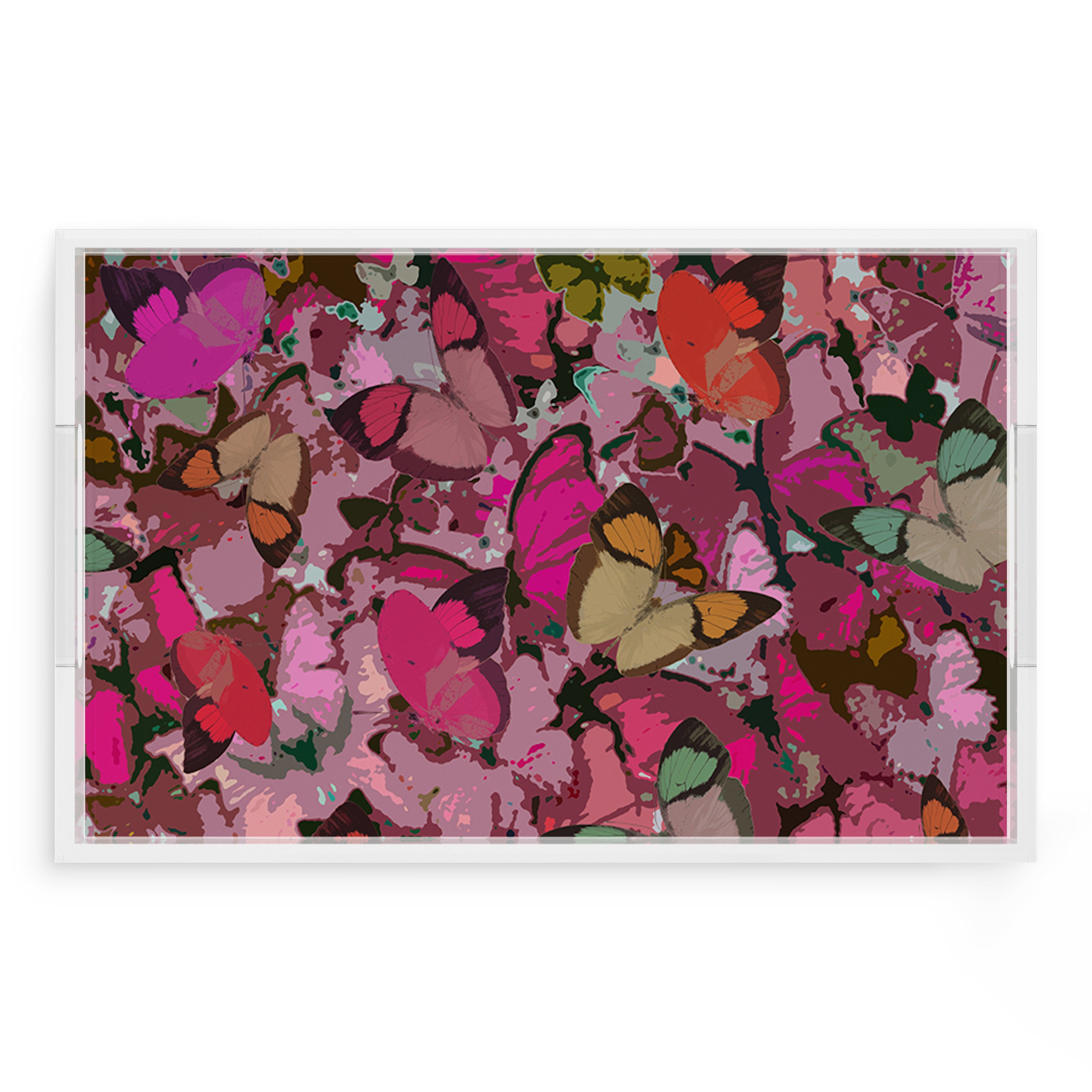 Mariposa Pink 22.5X14.5 Acrylic Tray - nicolettemayer.com