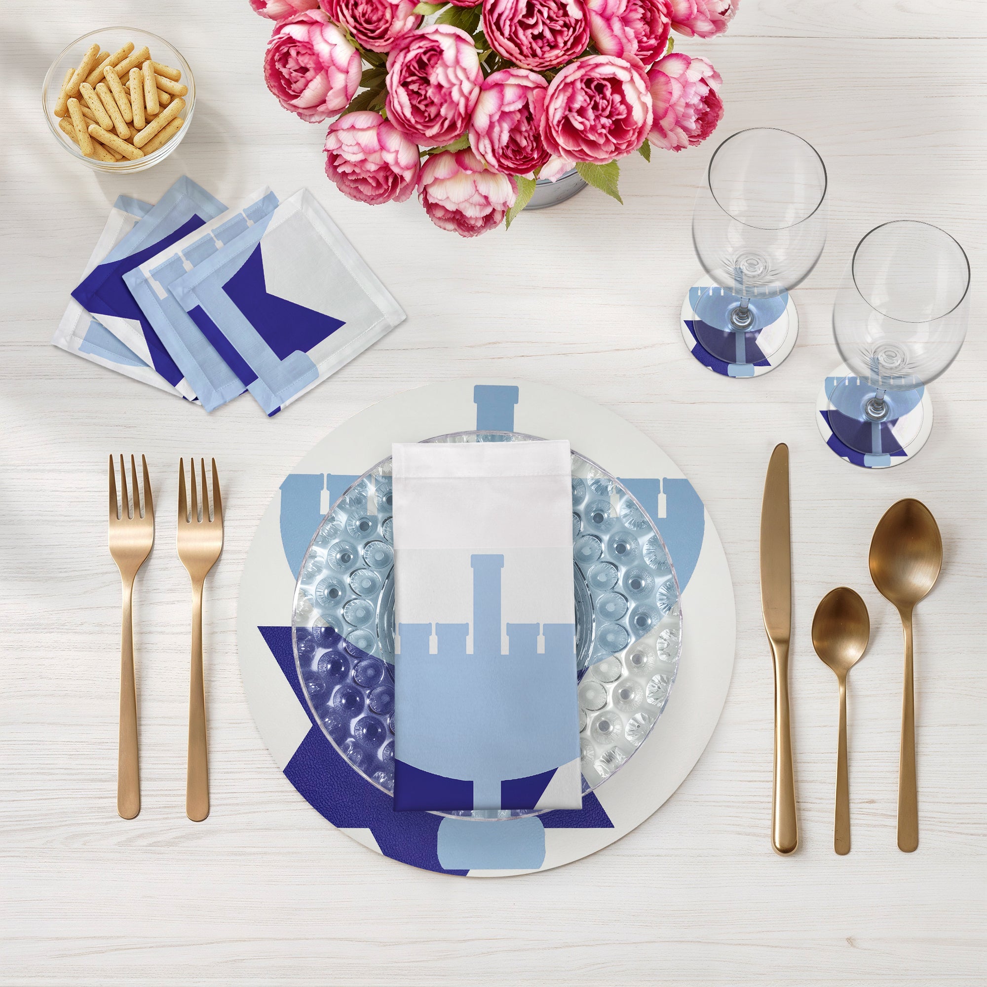 Hanukkah Menorah 16 Round Pebble Placemats, Set Of 4 - nicolettemayer.com