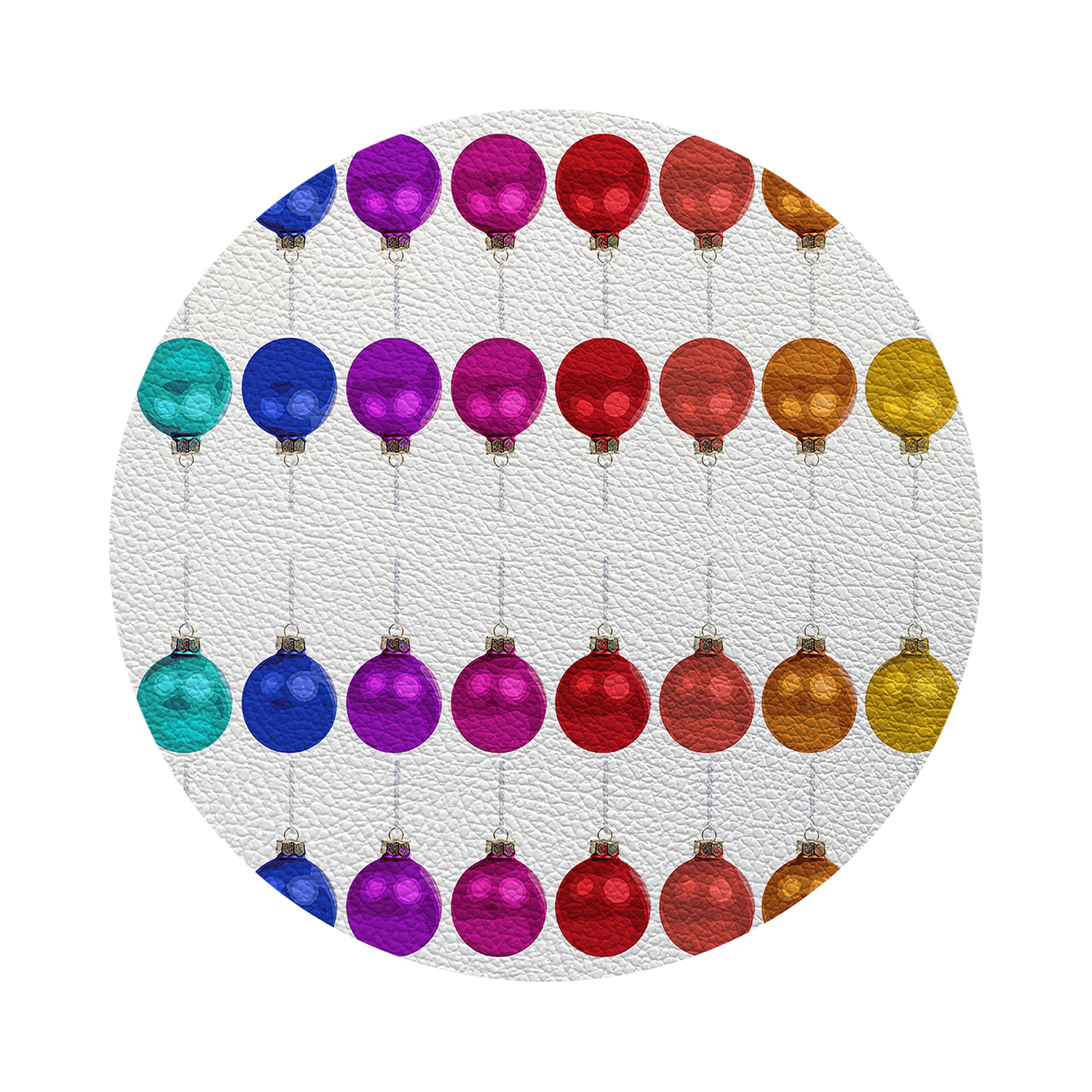 Merry Everything No Writing Vegan Leather Round Pebble Placemat