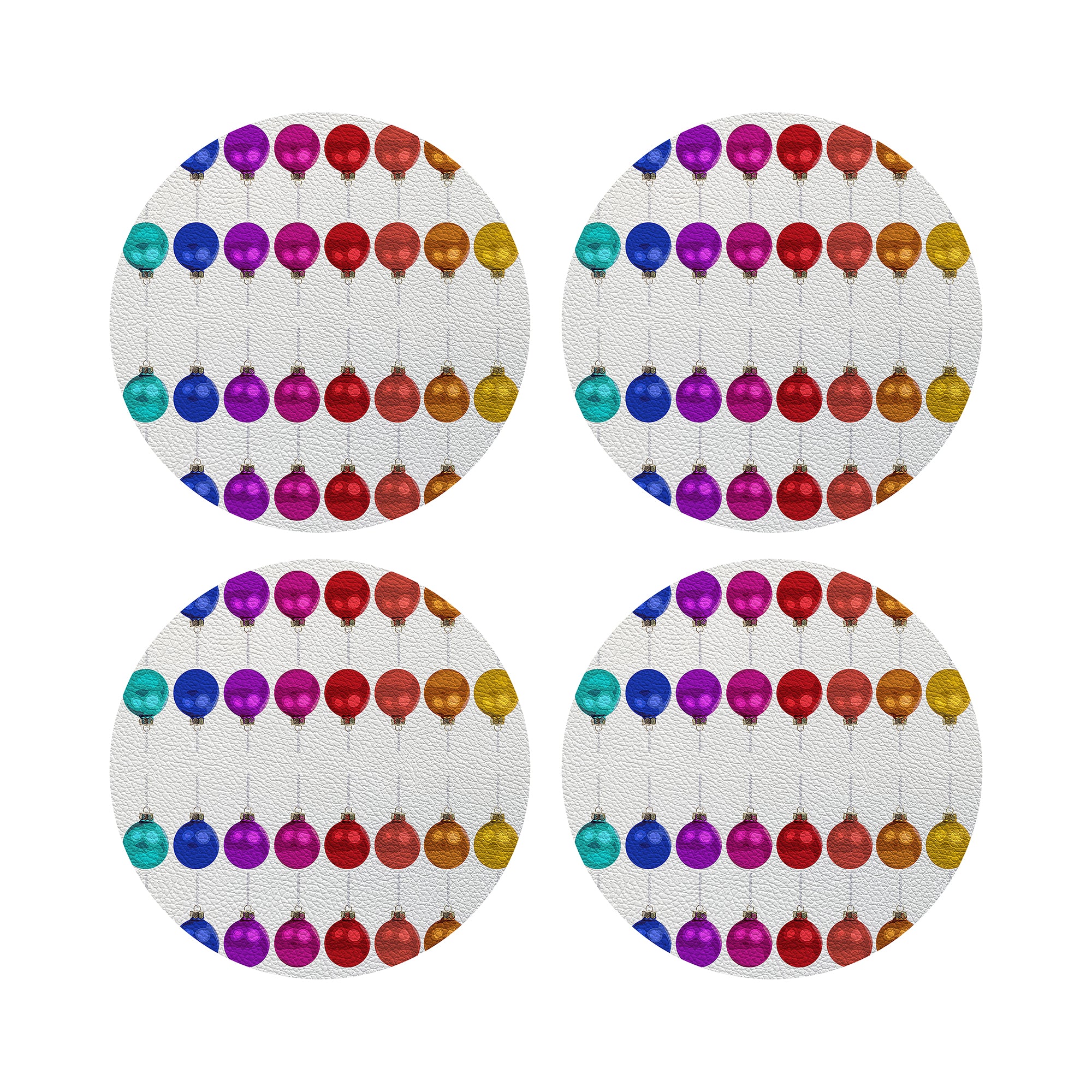 Merry Everything No Writing Vegan Leather Round Pebble Placemat