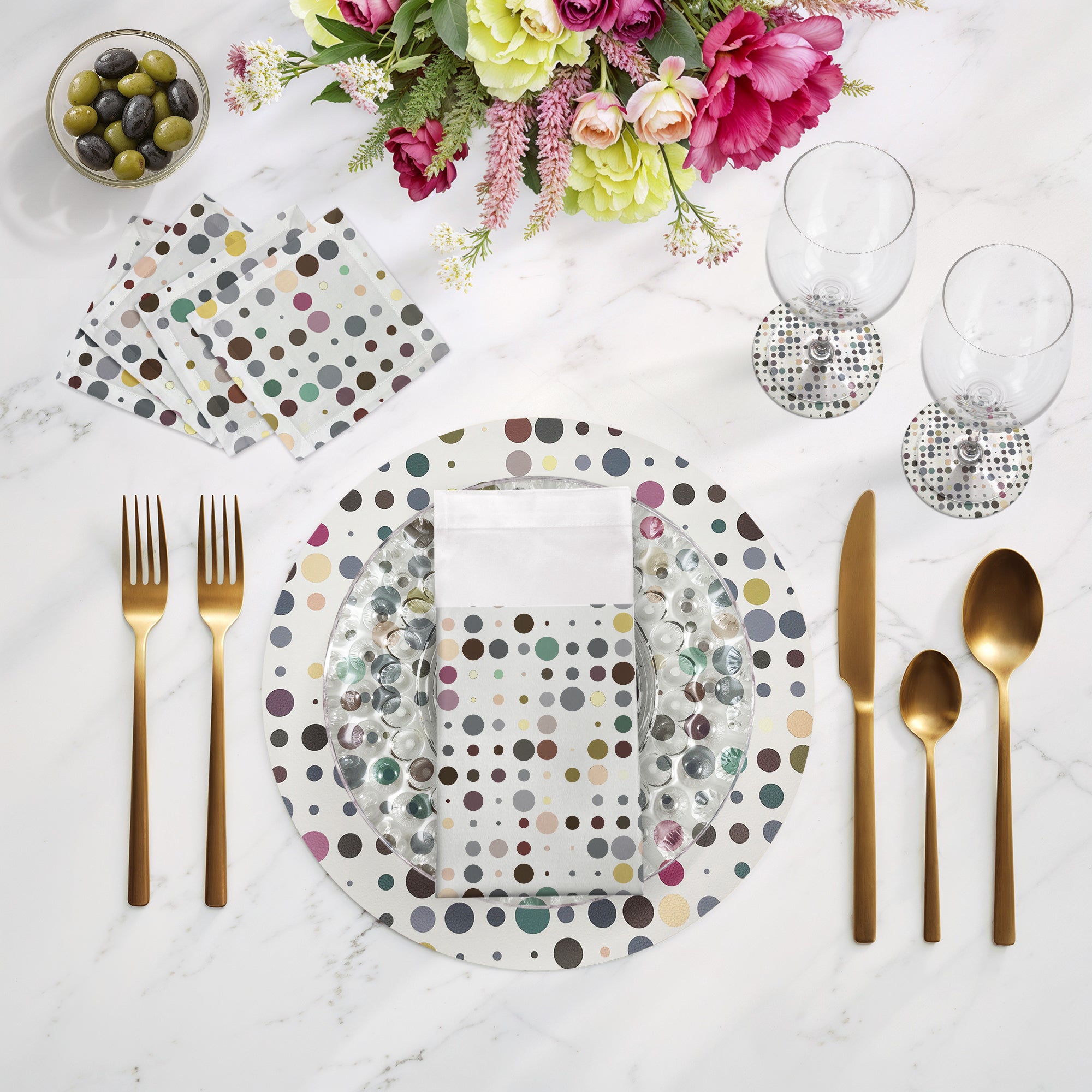 Mod Confetti Sophisticate Vegan Leather Round Pebble Placemat