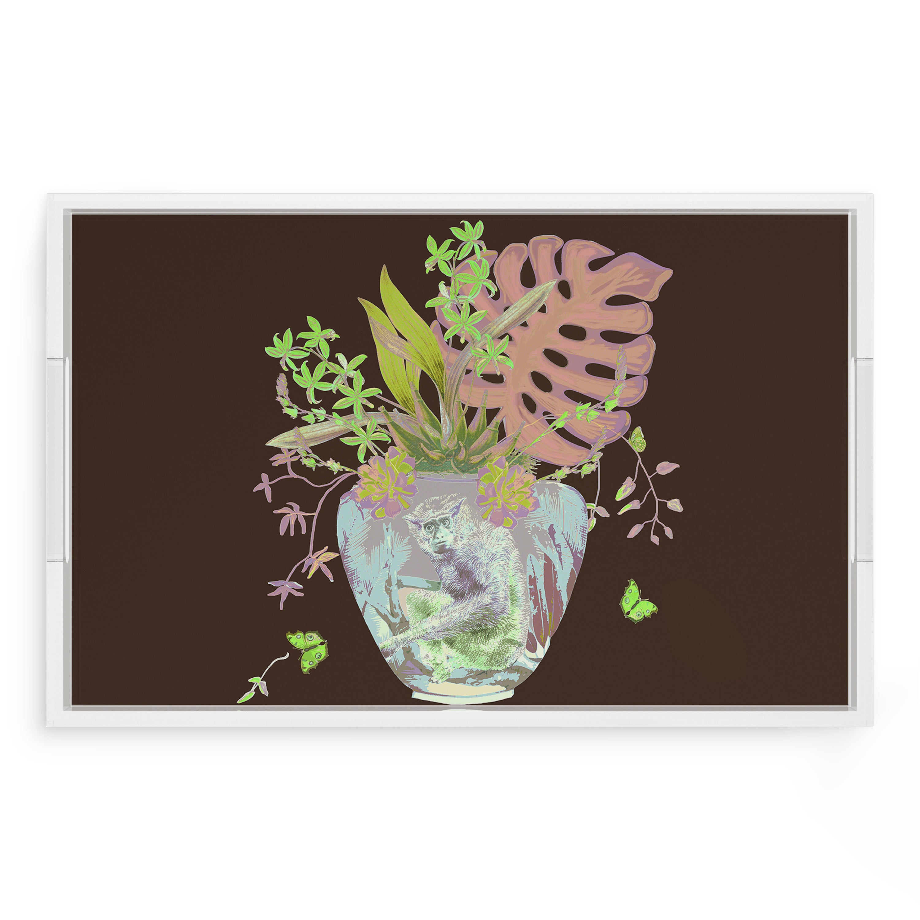 Monkey Large Jungle Chocolatte 22.5X14.5 Acrylic Tray - nicolettemayer.com