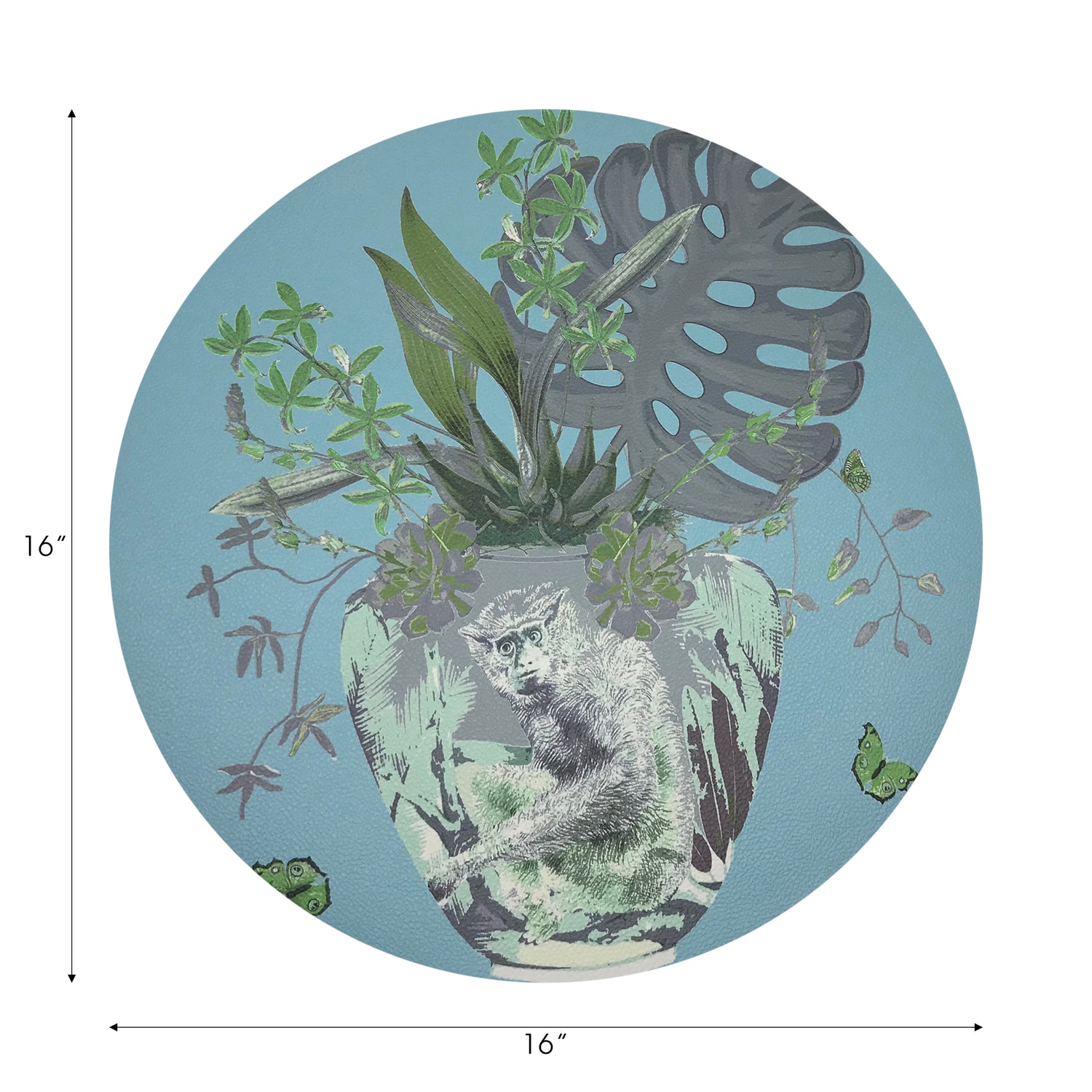 Monkey Large Jungle Bedford 16" Round Pebble Placemats, Set of 4 - nicolettemayer.com