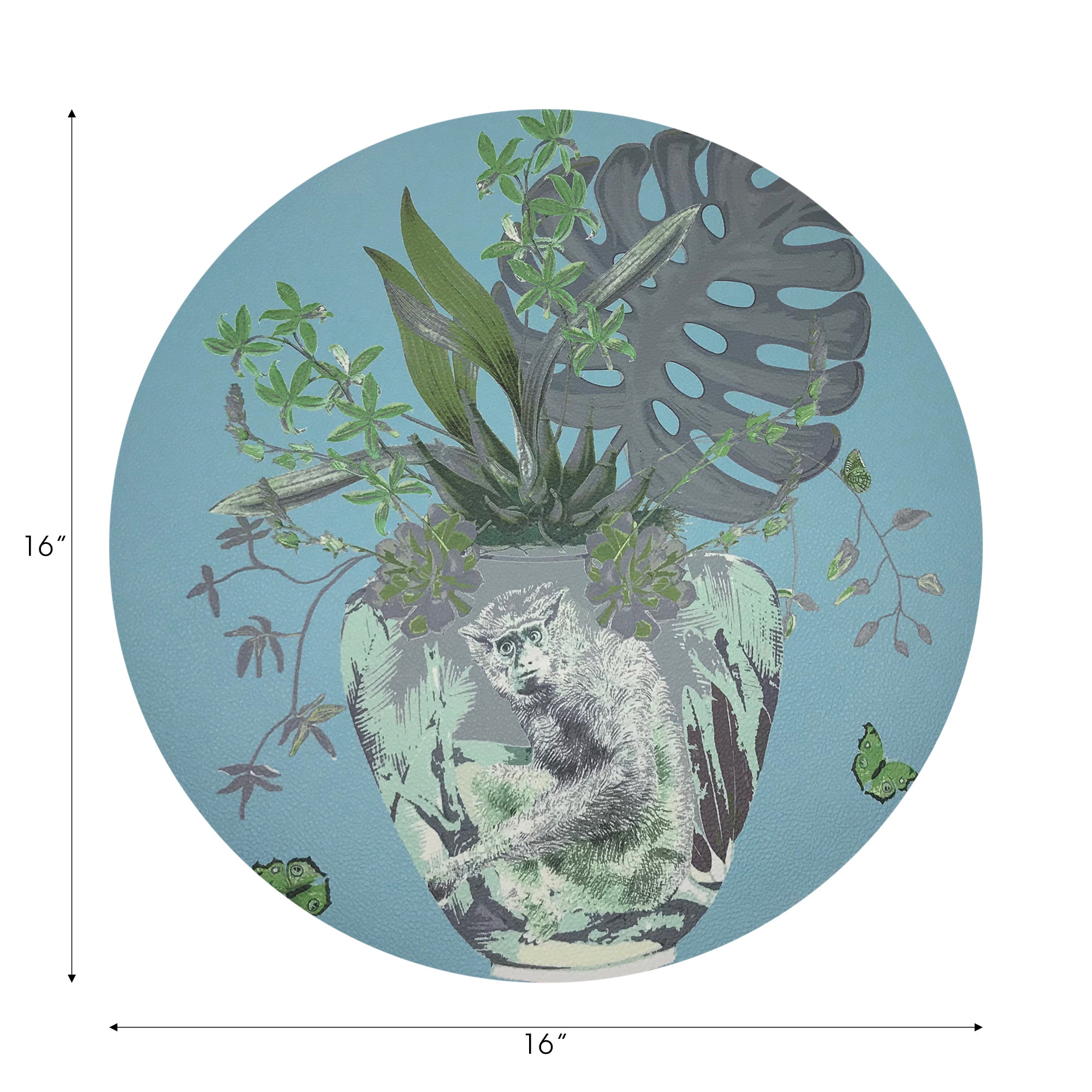 Monkey Large Jungle Bedford 16" Round Pebble Placemats, Set of 4 - nicolettemayer.com