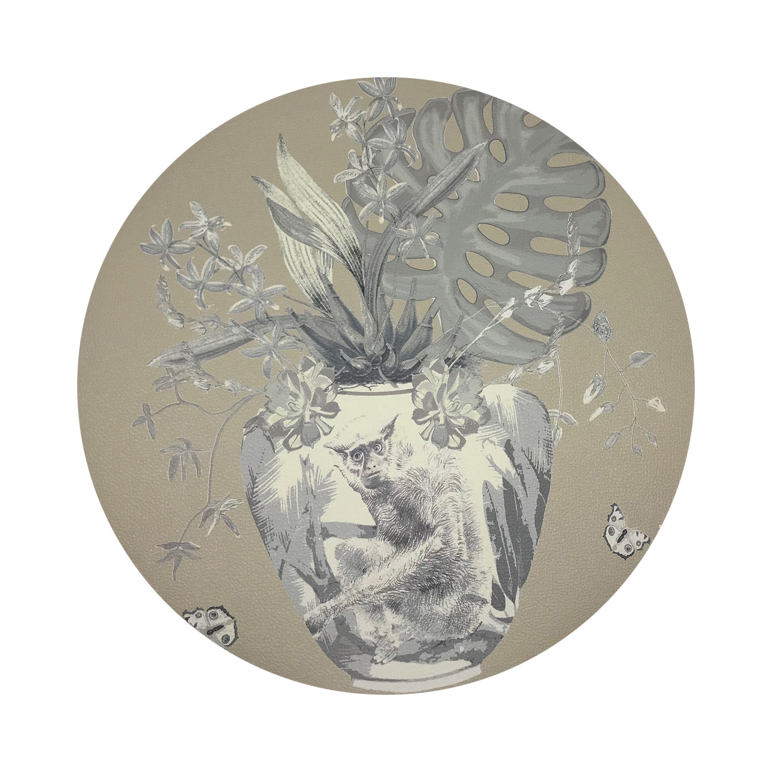 Monkey Large Jungle Greenwhich 16" Round Pebble Placemats, Set of 4 - nicolettemayer.com