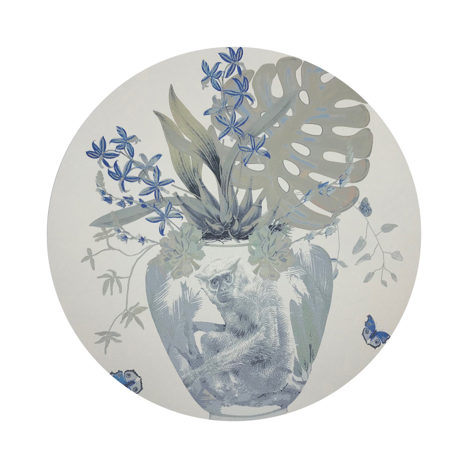 Monkey Large Jungle Powder 16" Round Pebble Placemats, Set of 4 - nicolettemayer.com