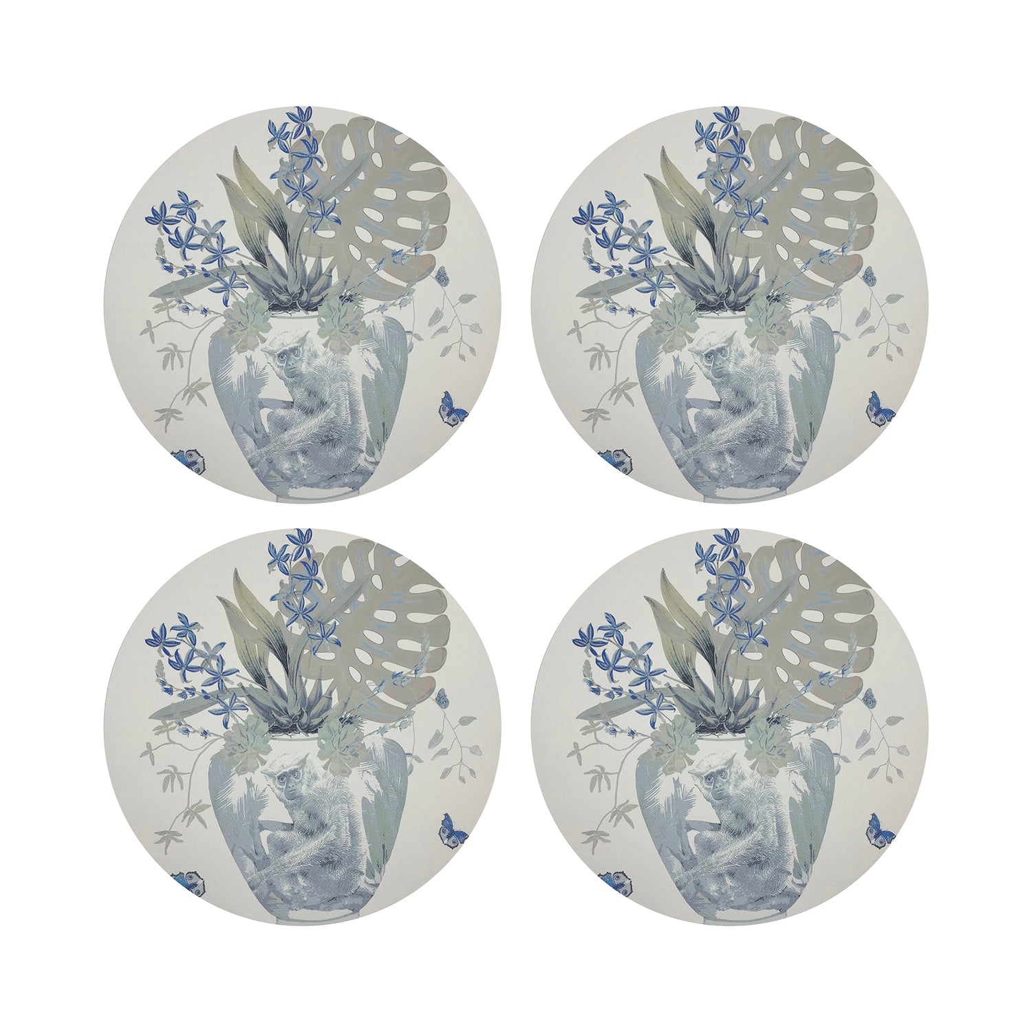 Monkey Large Jungle Powder 16" Round Pebble Placemats, Set of 4 - nicolettemayer.com