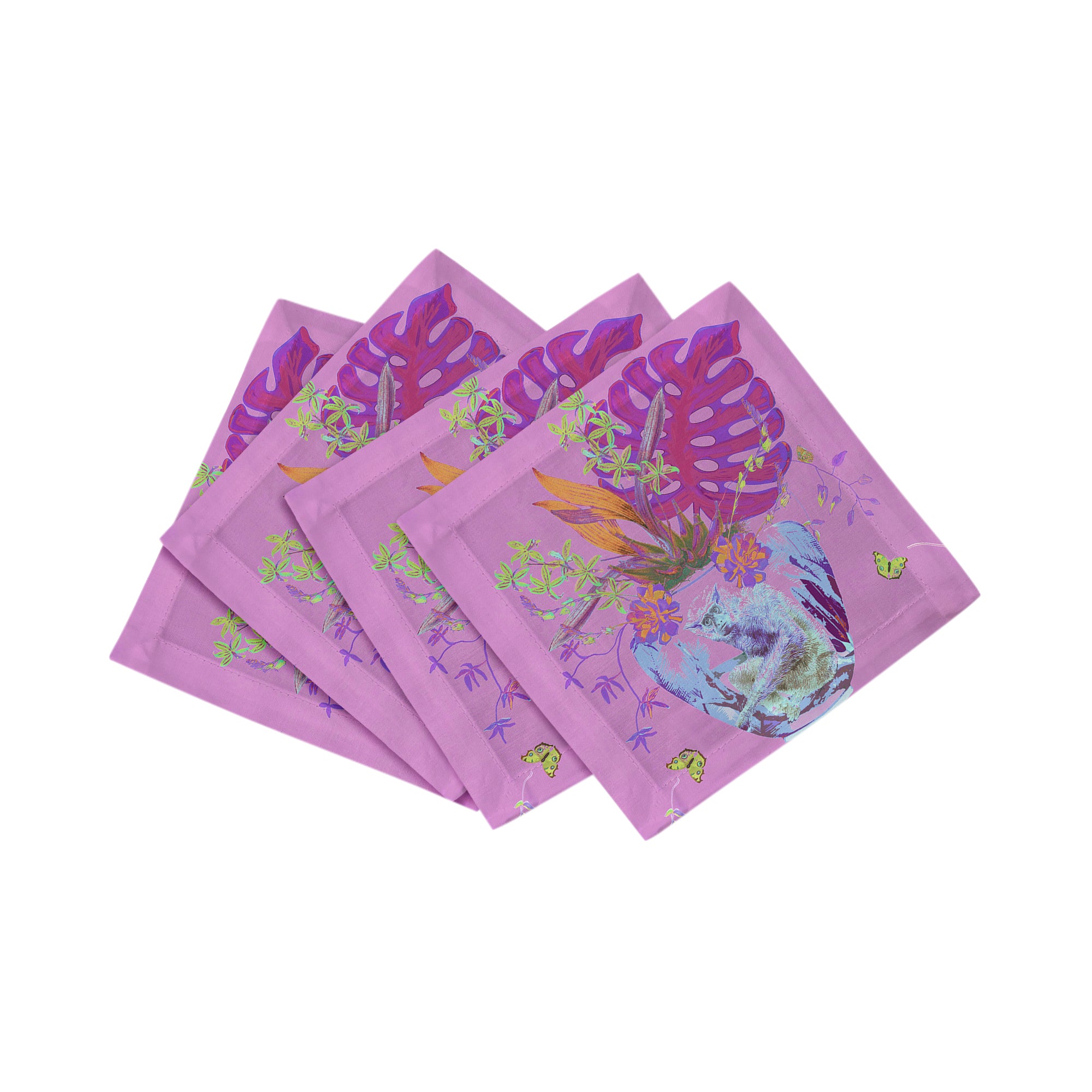 Monkey Large Jungle Sacha Cotton Sateen Cocktail Napkins