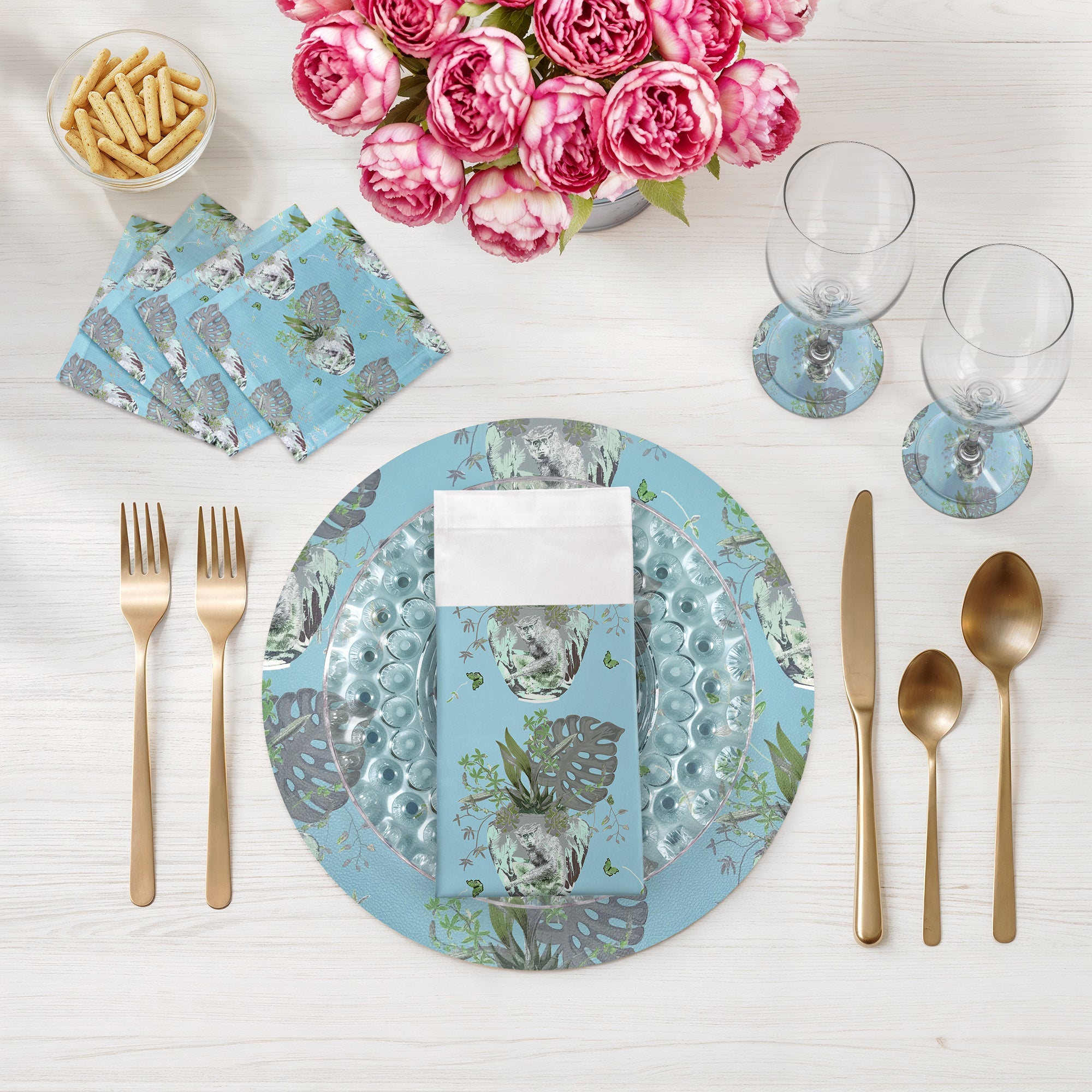 Monkey Small Jungle Bedford 16" Round Pebble Placemats, Set of 4 - nicolettemayer.com