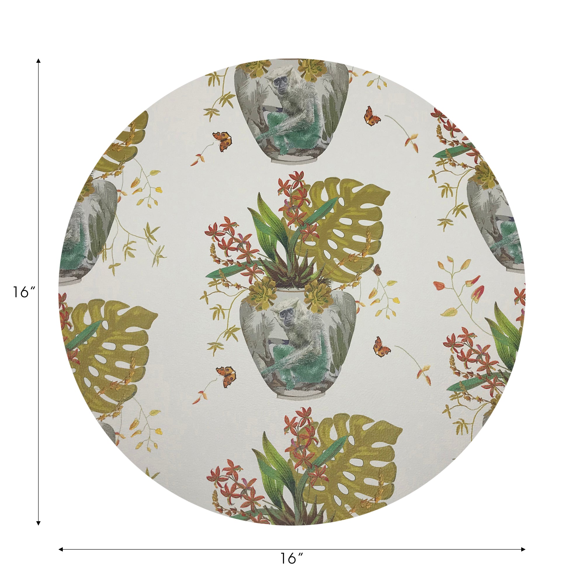 Set de 4 sets de table ronds Monkey Small Jungle Dijon, 16 galets