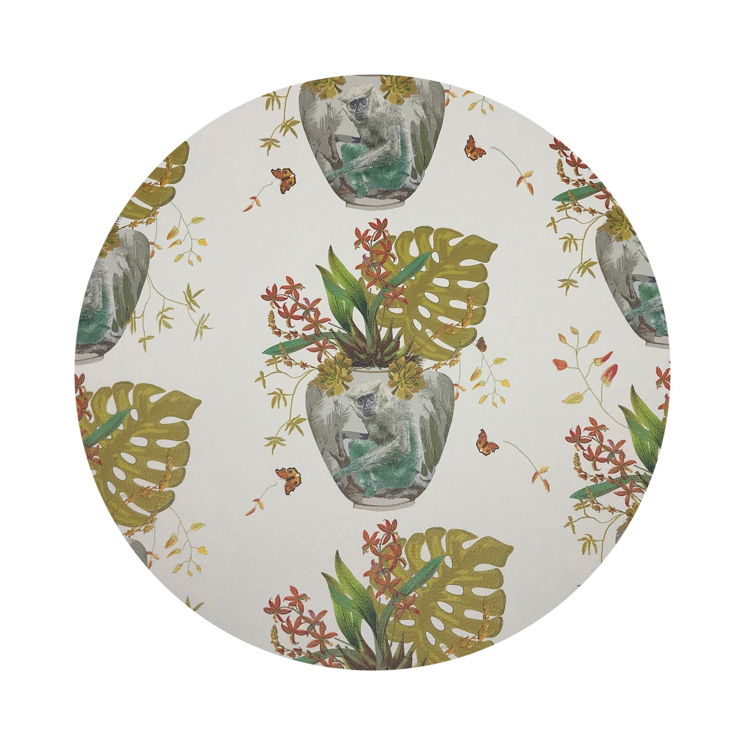 Monkey Small Jungle Dijon 16" Round Pebble Placemats, Set of 4 - nicolettemayer.com