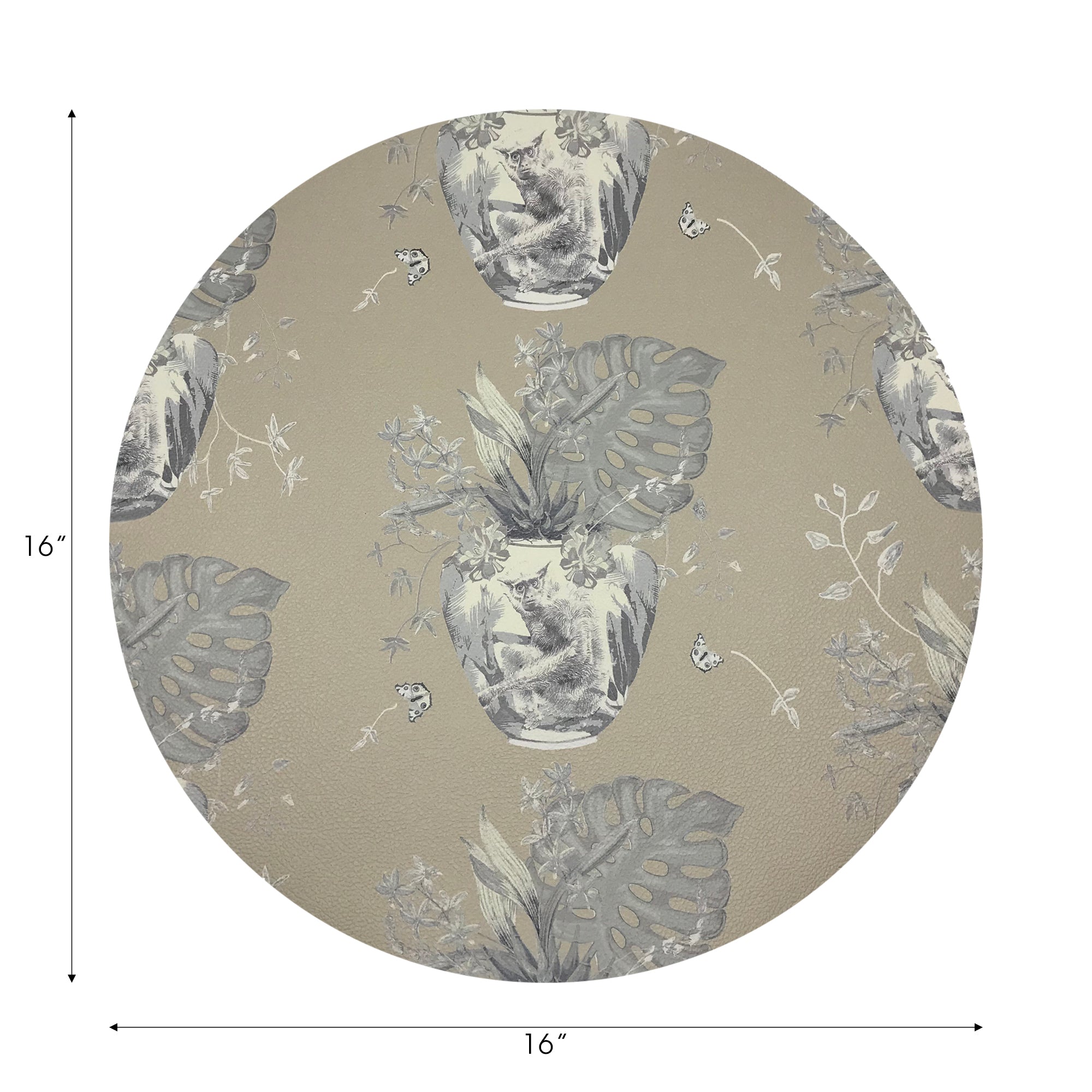 Monkey Small Jungle Greenwhich 16" Round Pebble Placemats, Set of 4 - nicolettemayer.com