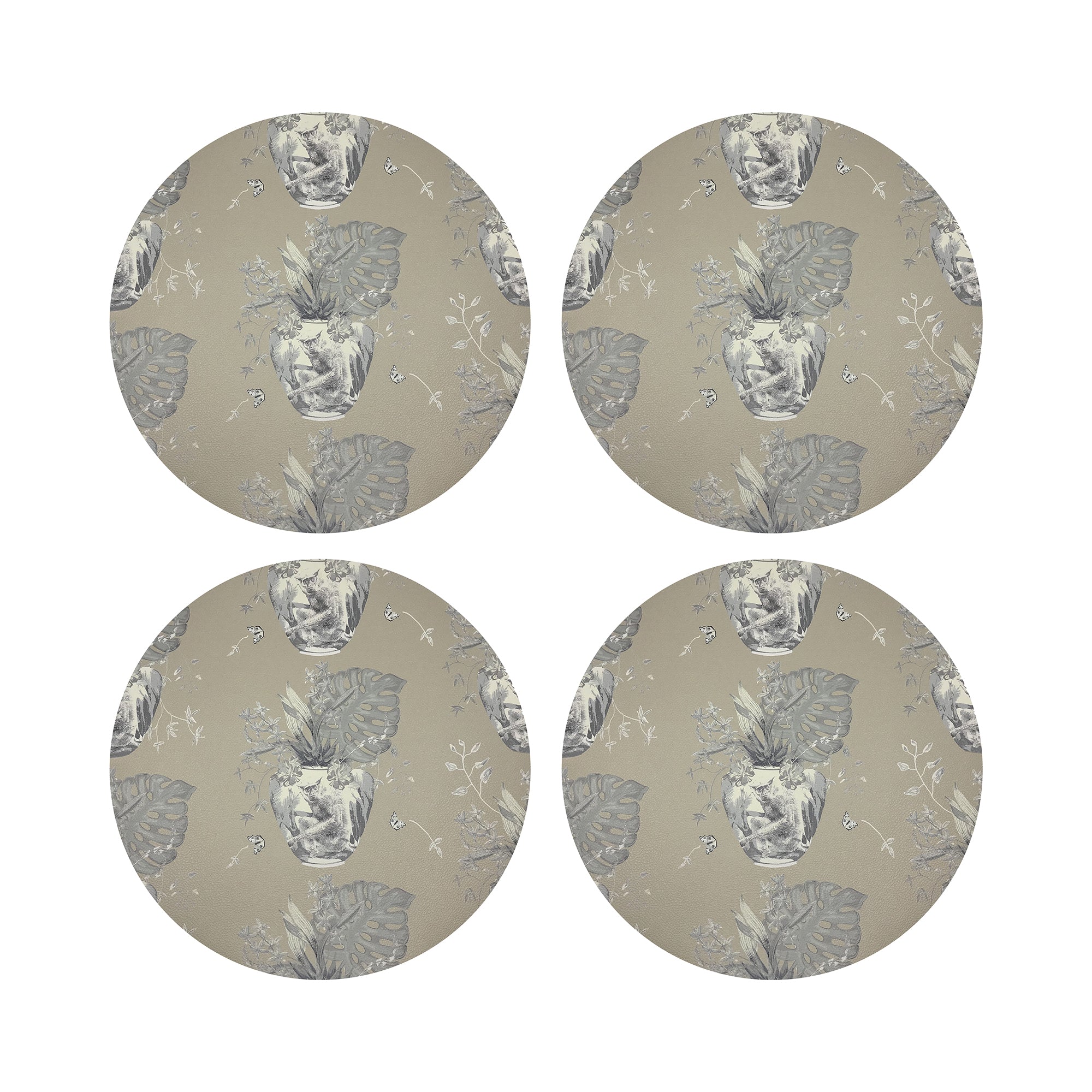 Monkey Small Jungle Greenwhich 16" Round Pebble Placemats, Set of 4 - nicolettemayer.com