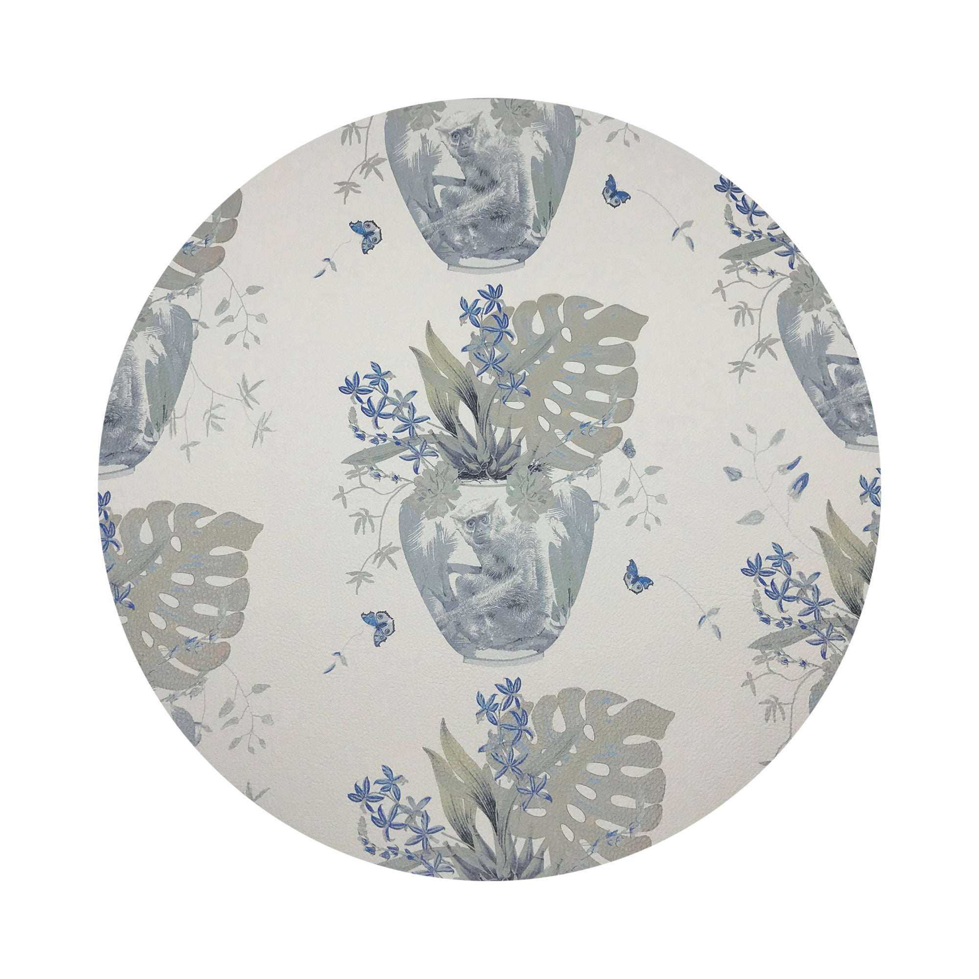 Monkey Small Jungle Powder Vegan Leather Round Pebble Placemat - nicolettemayer.com