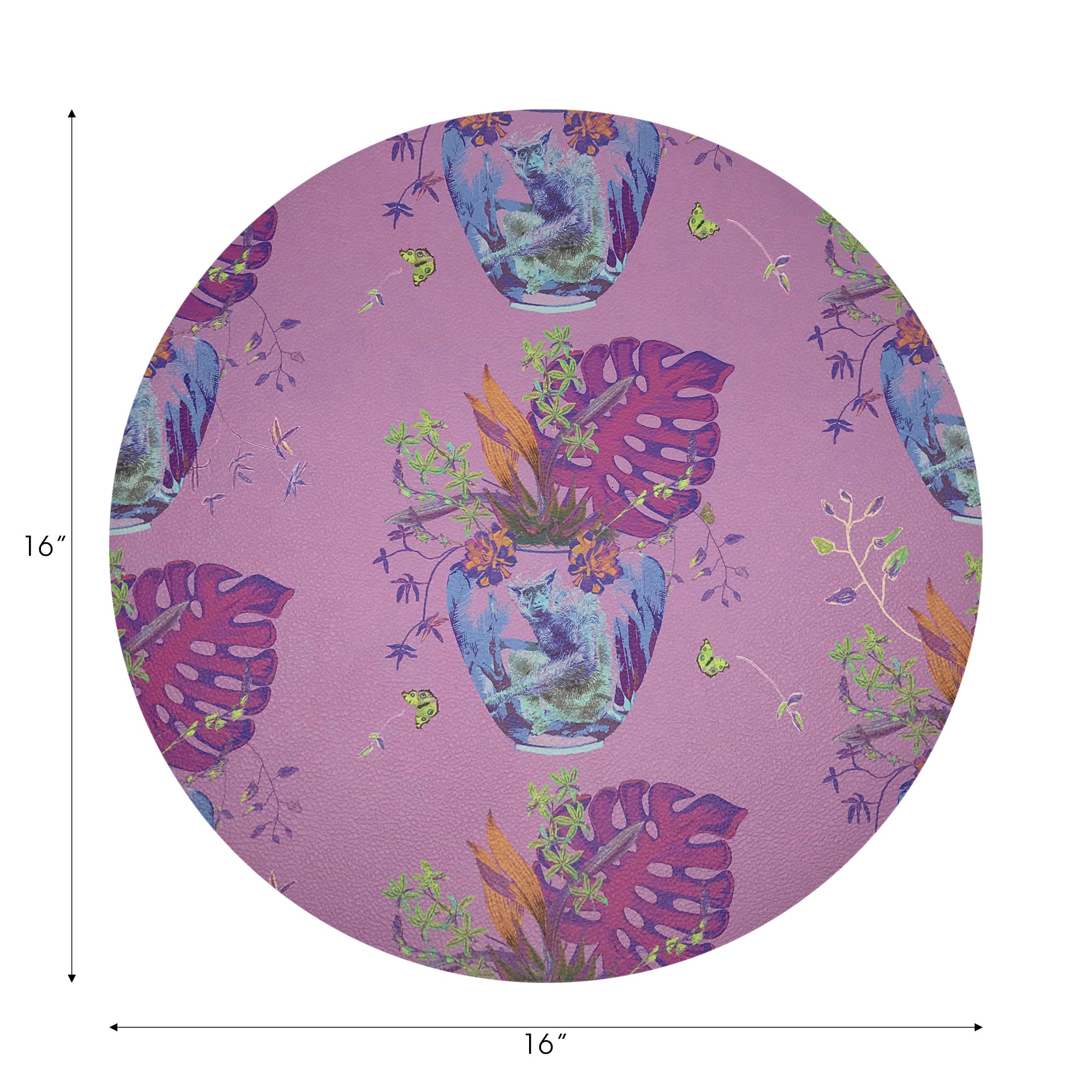 Monkey Small Jungle Sacha 16" Round Pebble Placemats, Set of 4 - nicolettemayer.com