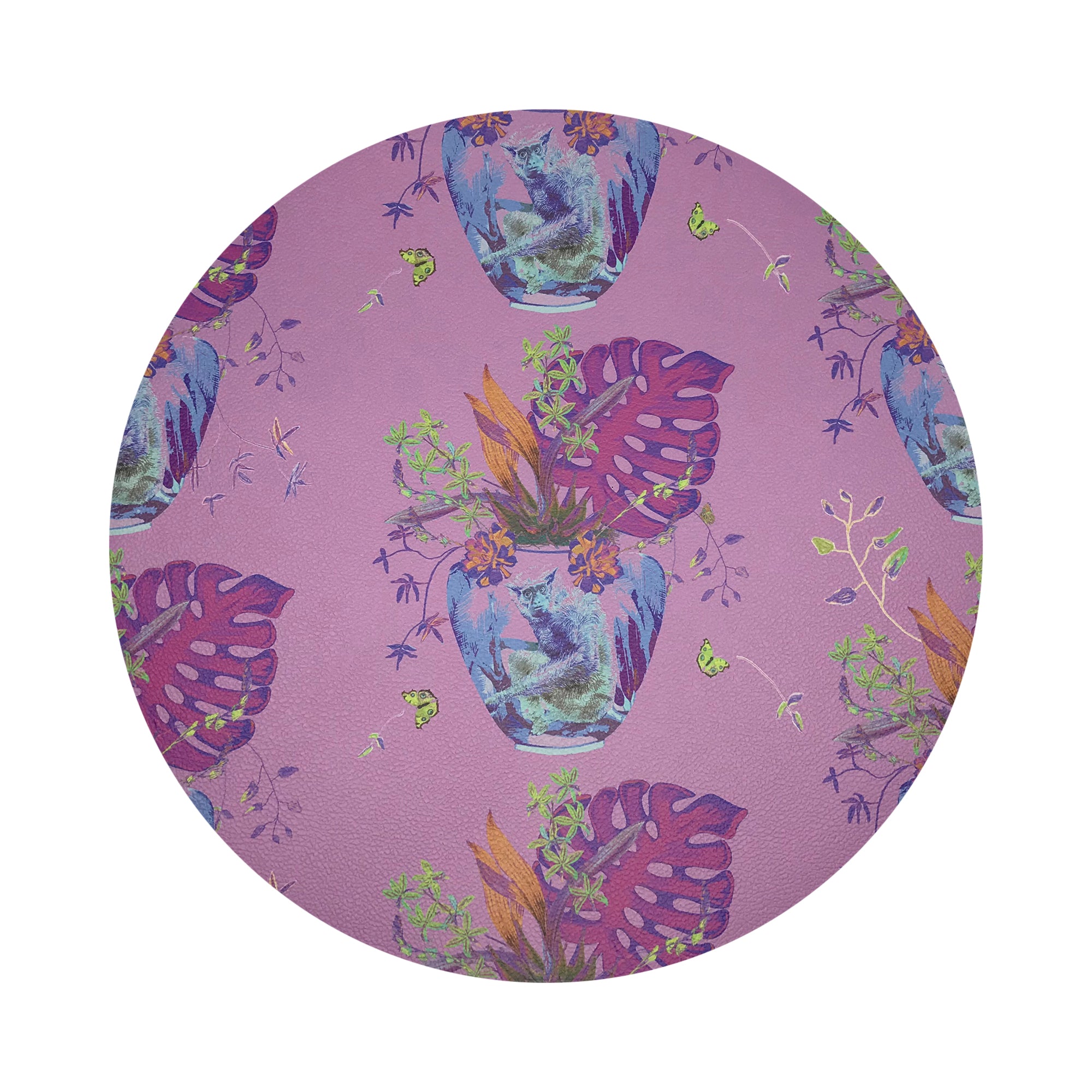 Monkey Small Jungle Sacha 16" Round Pebble Placemats, Set of 4 - nicolettemayer.com