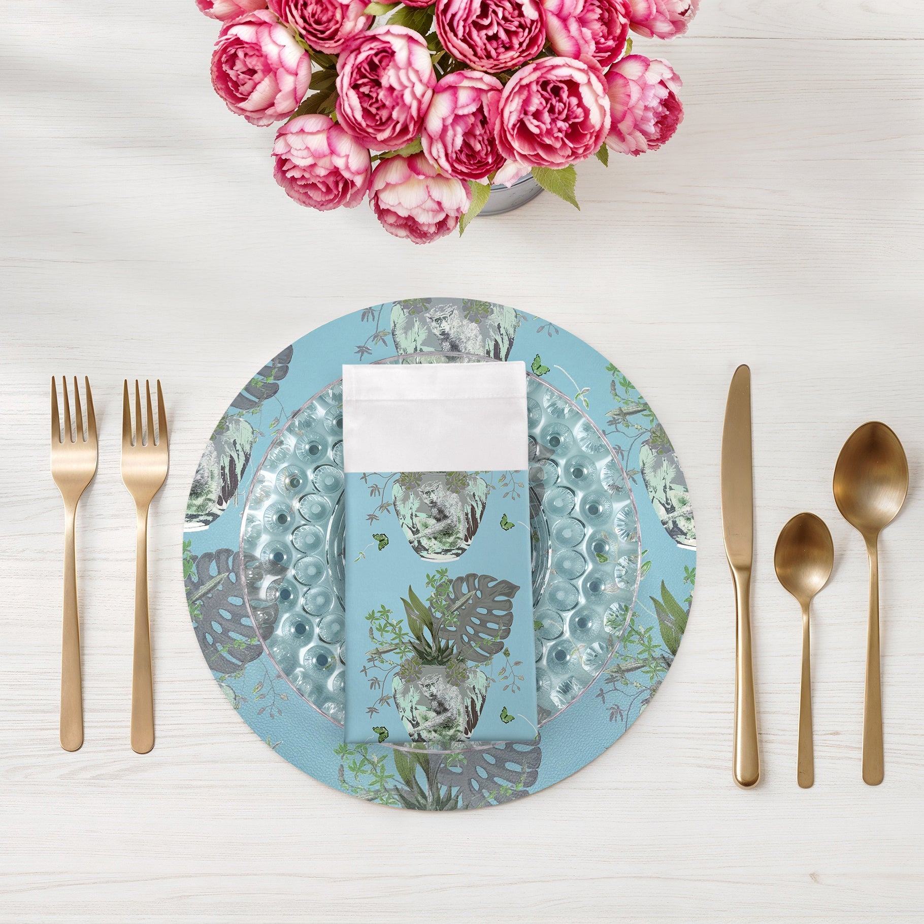 Monkey Jungle Bedford 22"X22" Hemstitch Dinner Table Napkins - nicolettemayer.com