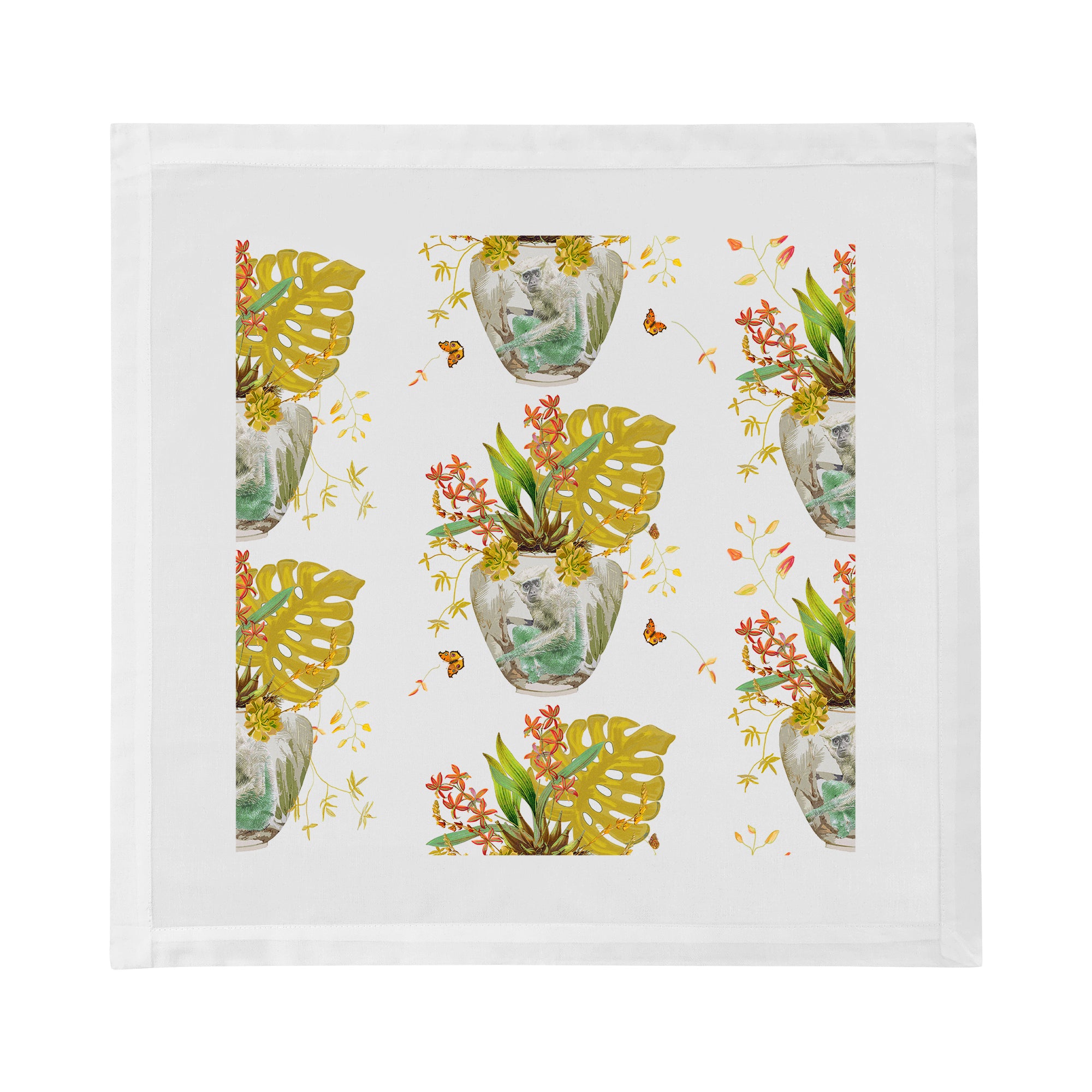 Monkey Small Jungle Dijon Cotton Sateen Dinner Napkins