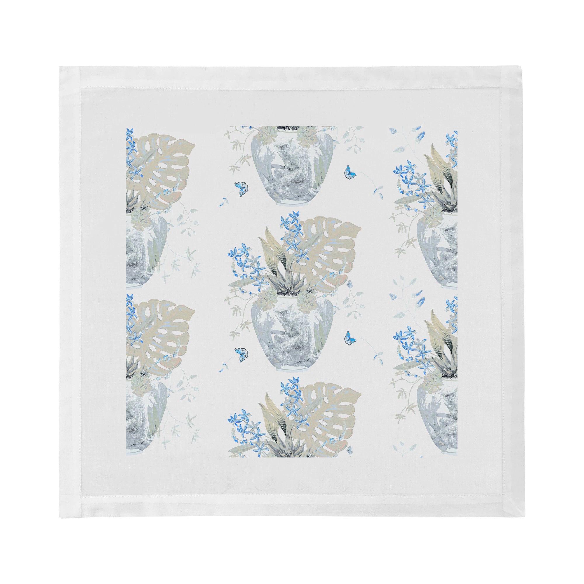 Monkey Small Jungle Powder Cotton Sateen Dinner Napkins
