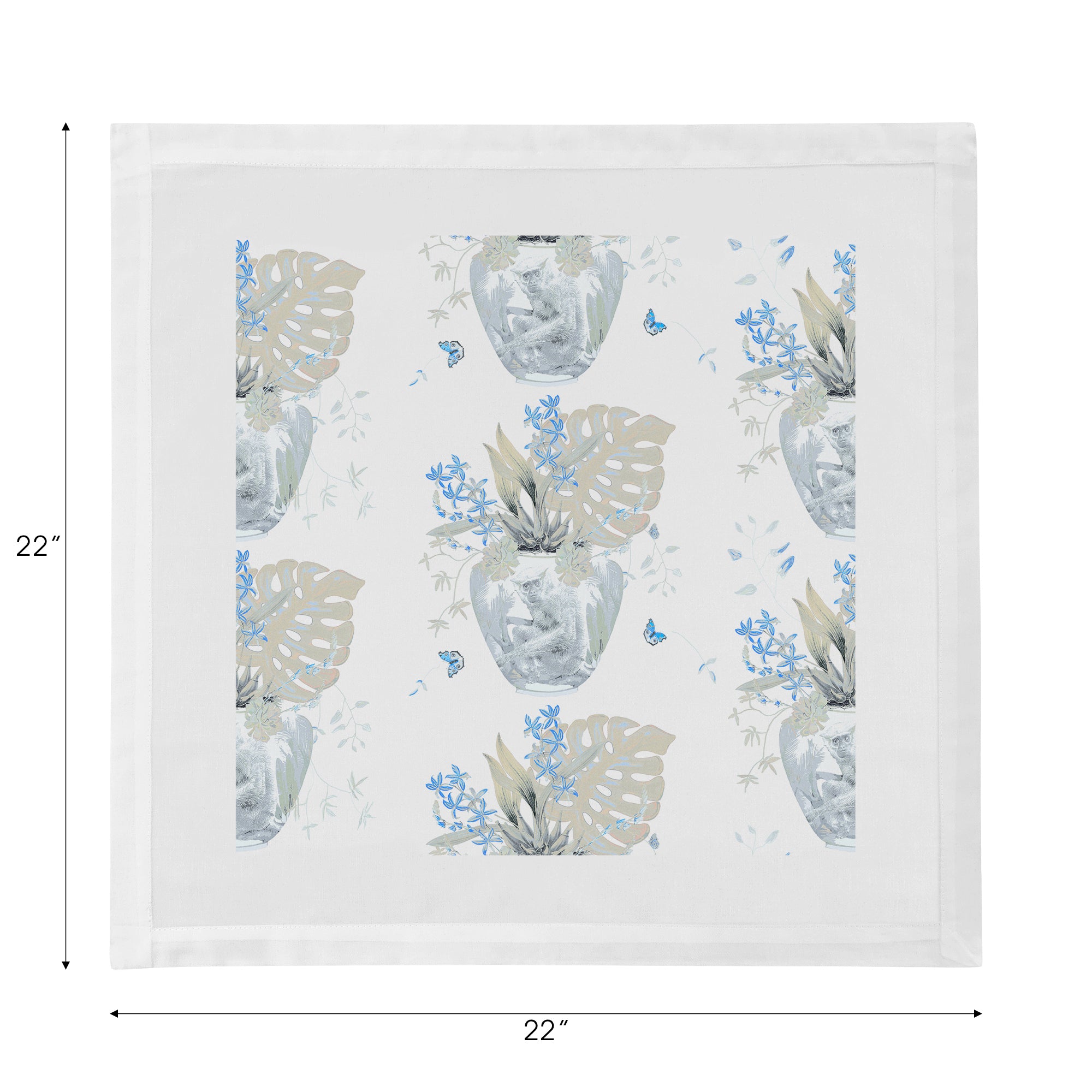 Monkey Small Jungle Powder Cotton Sateen Dinner Napkins - nicolettemayer.com