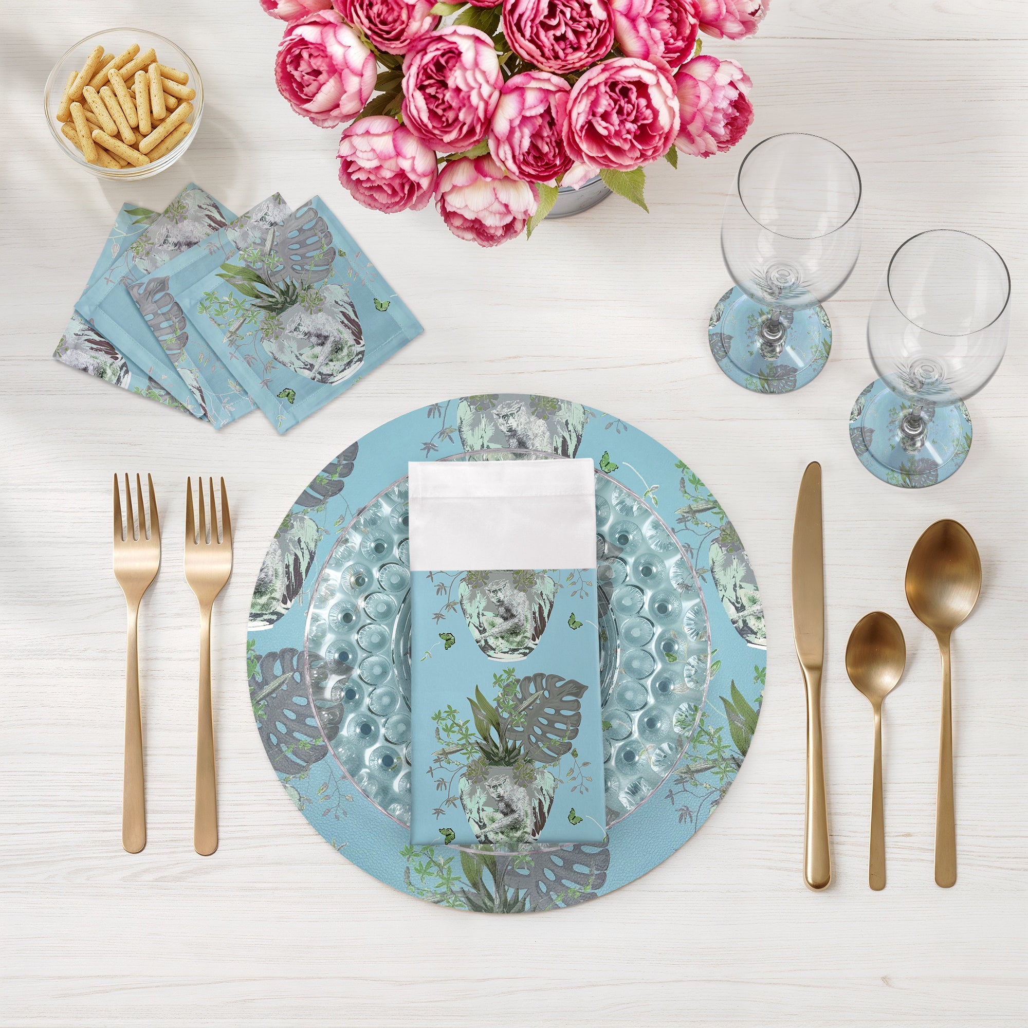 Monkey Small Jungle Bedford Cotton Sateen Dinner Napkins - nicolettemayer.com