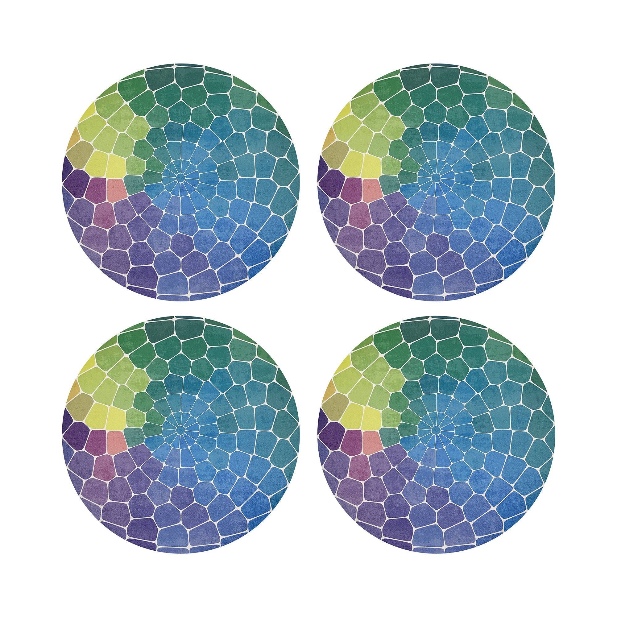 Mosaic Purple Multi Vegan Leather Round Pebble Placemat