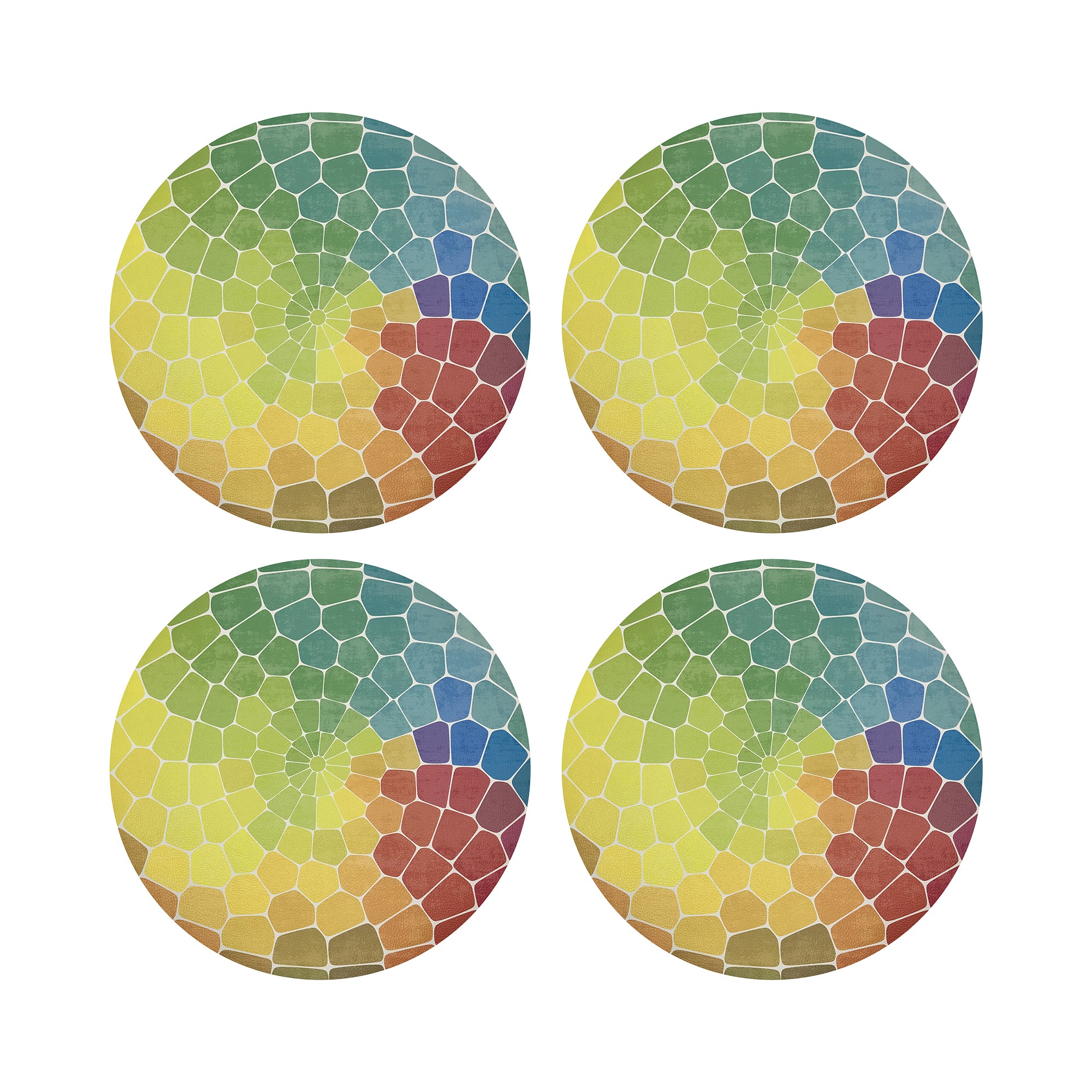 Mosaic Yellow Multi 16" Round Pebble Placemats, Set of 4 - nicolettemayer.com