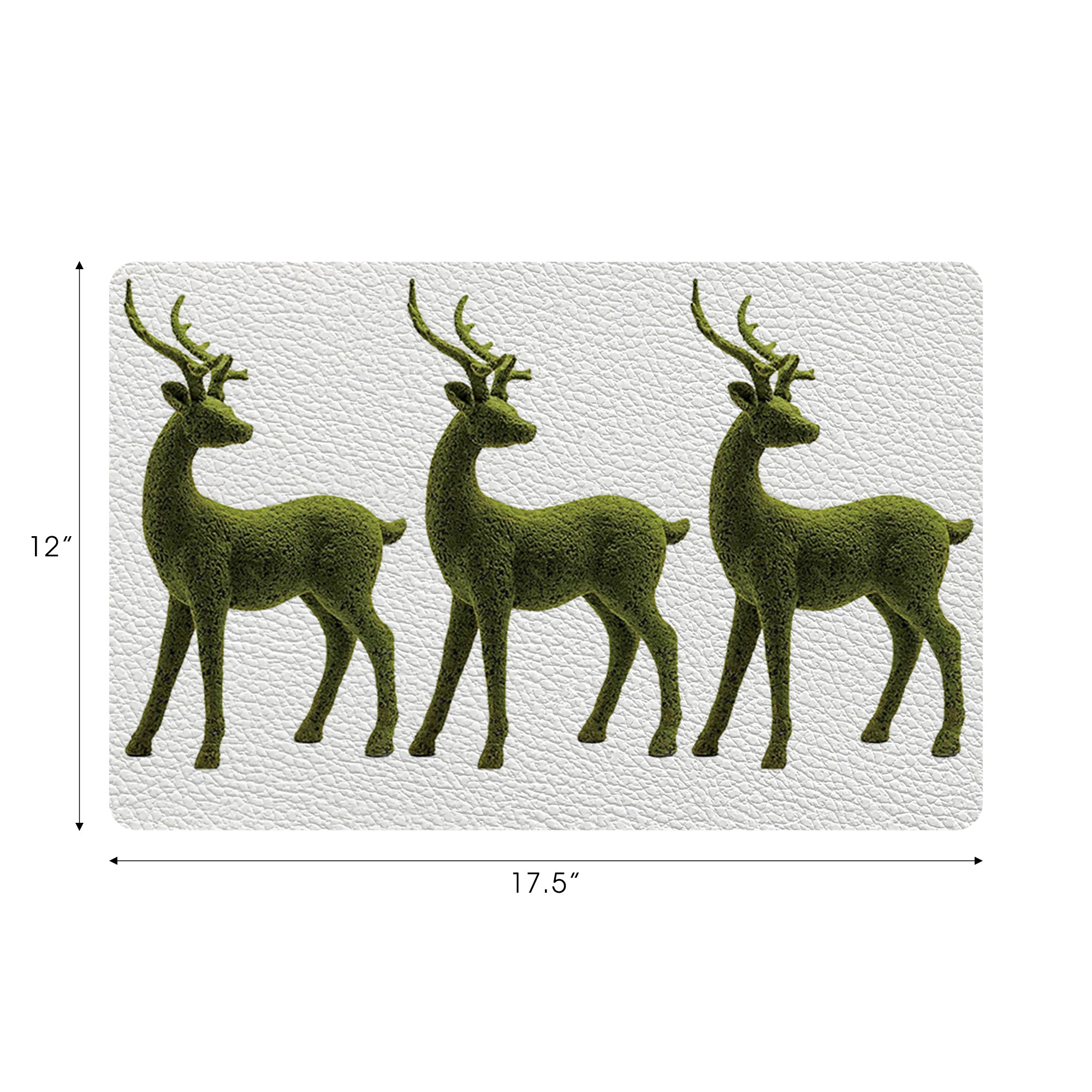 Moss Reindeer Vegan Leather Rectangle Pebble Placemat