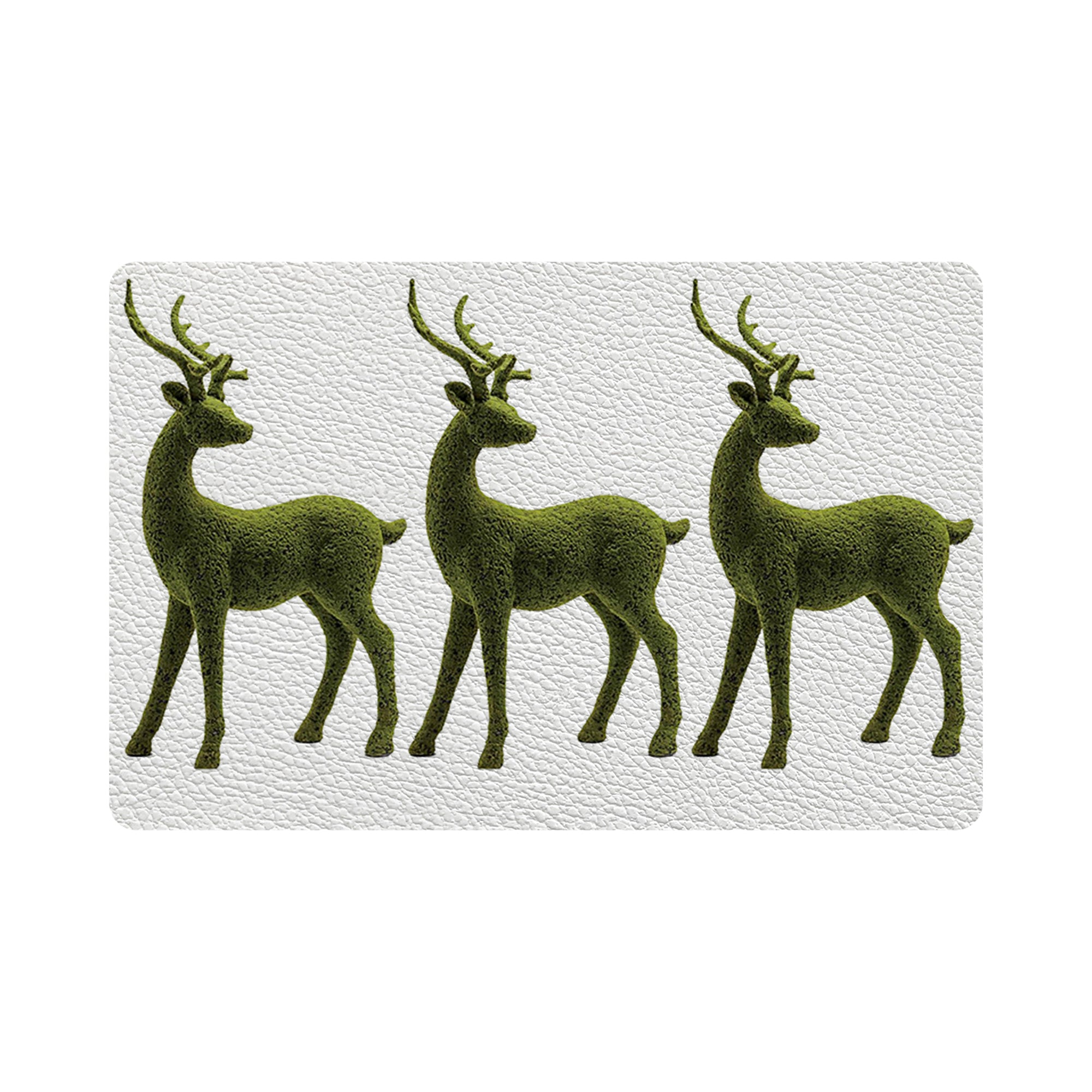 Moss Reindeer Vegan Leather Rectangle Pebble Placemat