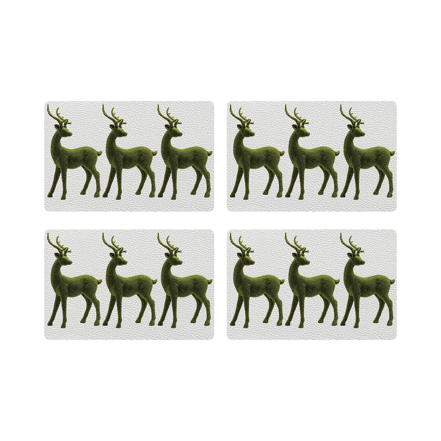 Moss Reindeer Vegan Leather Rectangle Pebble Placemat