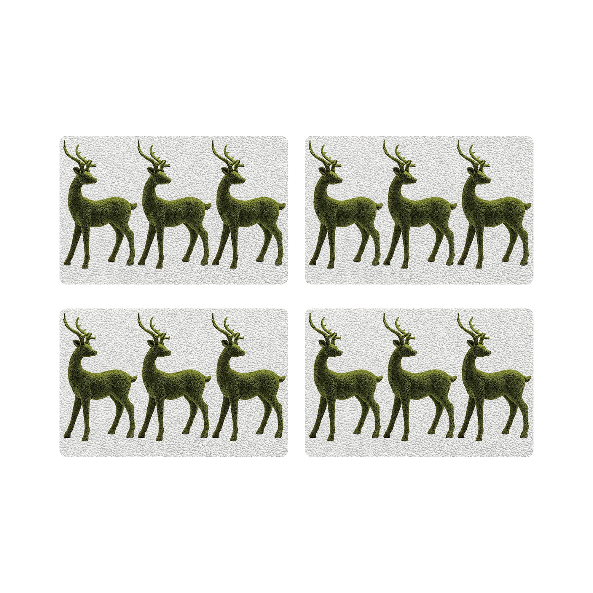 Moss Reindeer Vegan Leather Rectangle Pebble Placemat