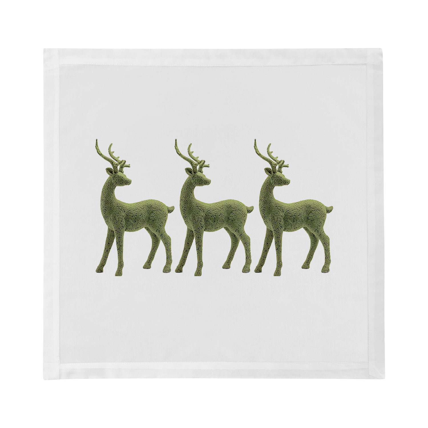 Moss Reindeer Cotton Sateen Dinner Napkins