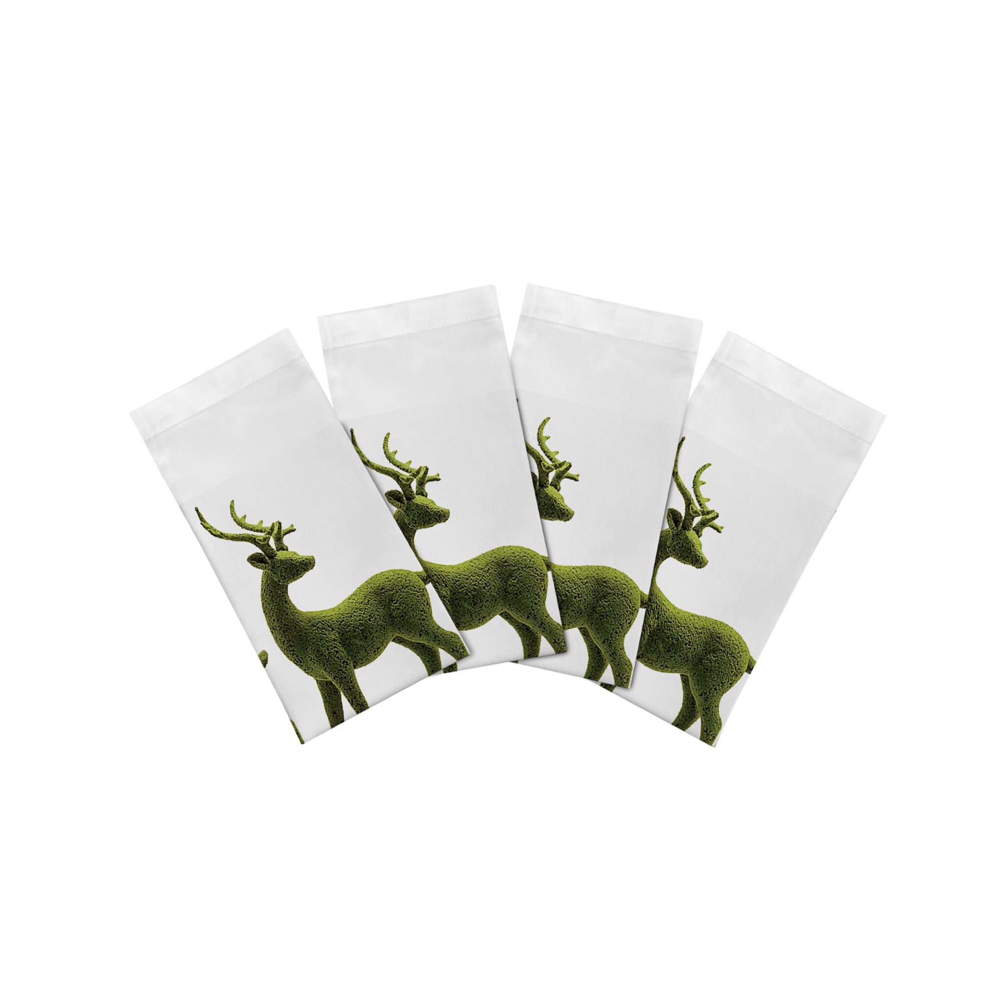 Moss Reindeer Cotton Sateen Dinner Napkins