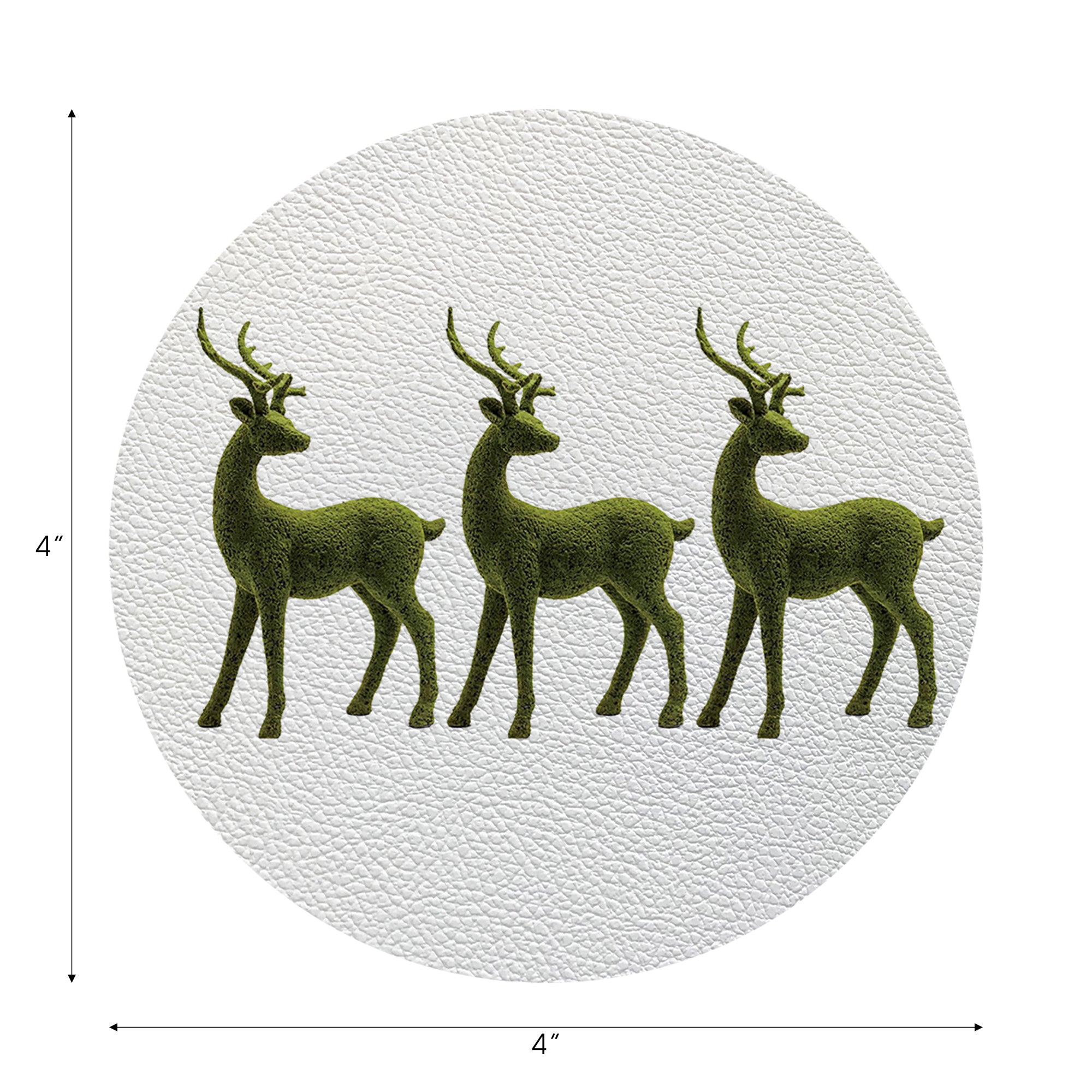 Moss Reindeer Vegan Leather Round Coasters