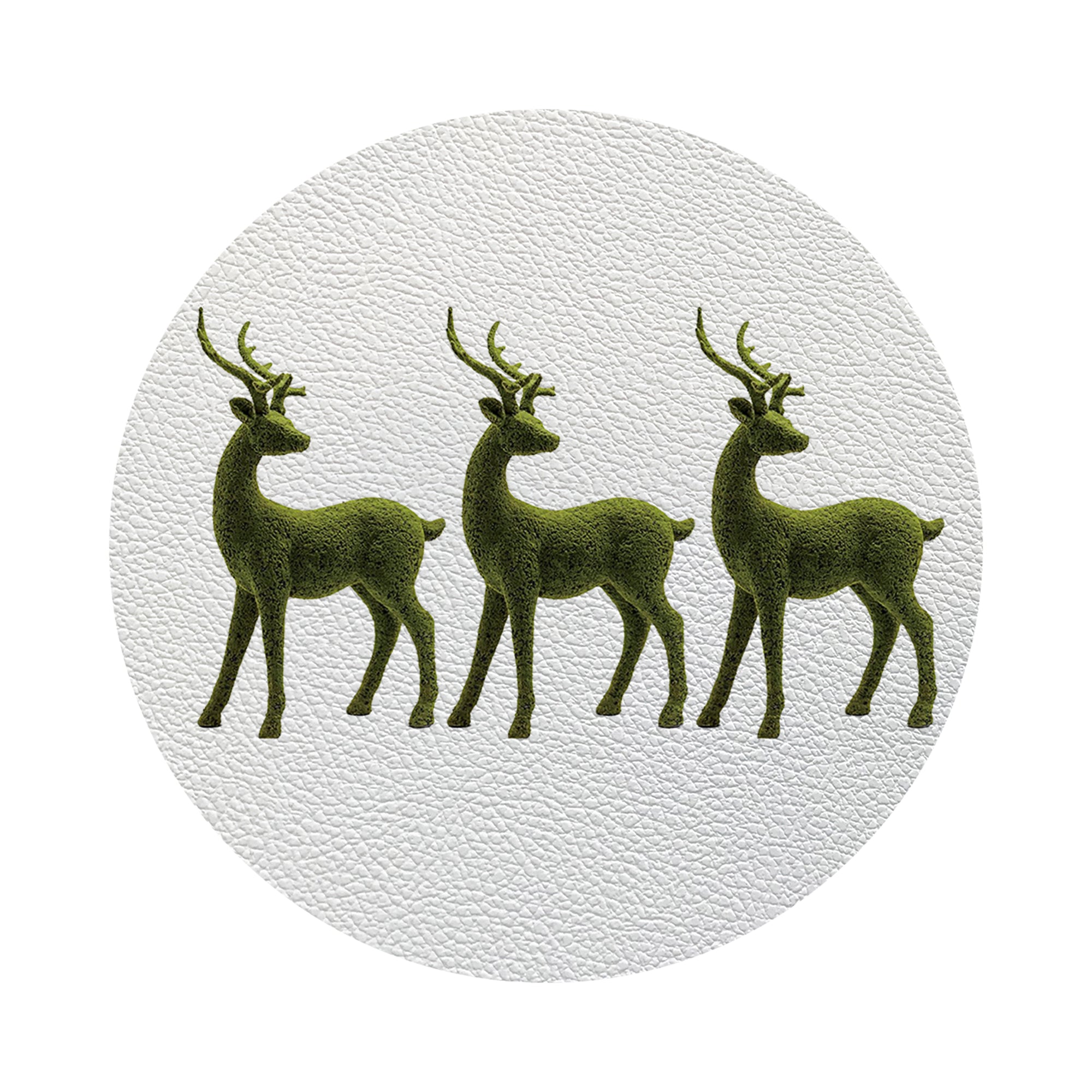 Moss Reindeer Vegan Leather Round Coasters