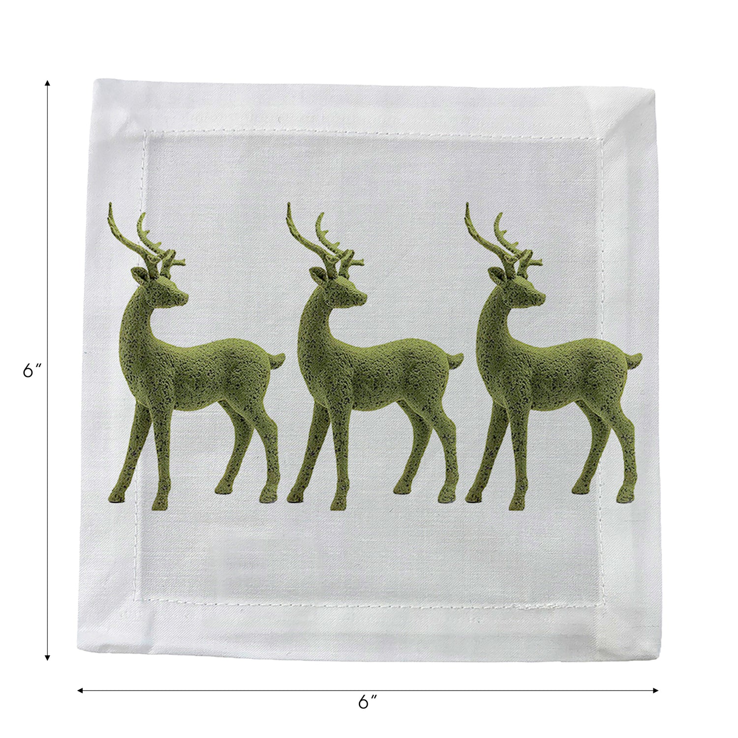 Moss Reindeer Cotton Sateen Cocktail Napkins