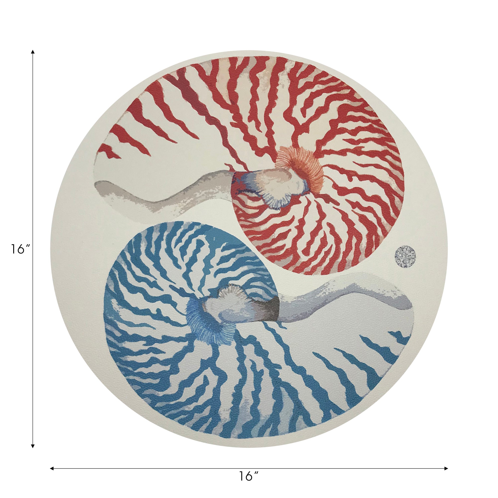 Nautilus Coral Red Turq 16" Round Pebble Placemats, Set of 4 - nicolettemayer.com
