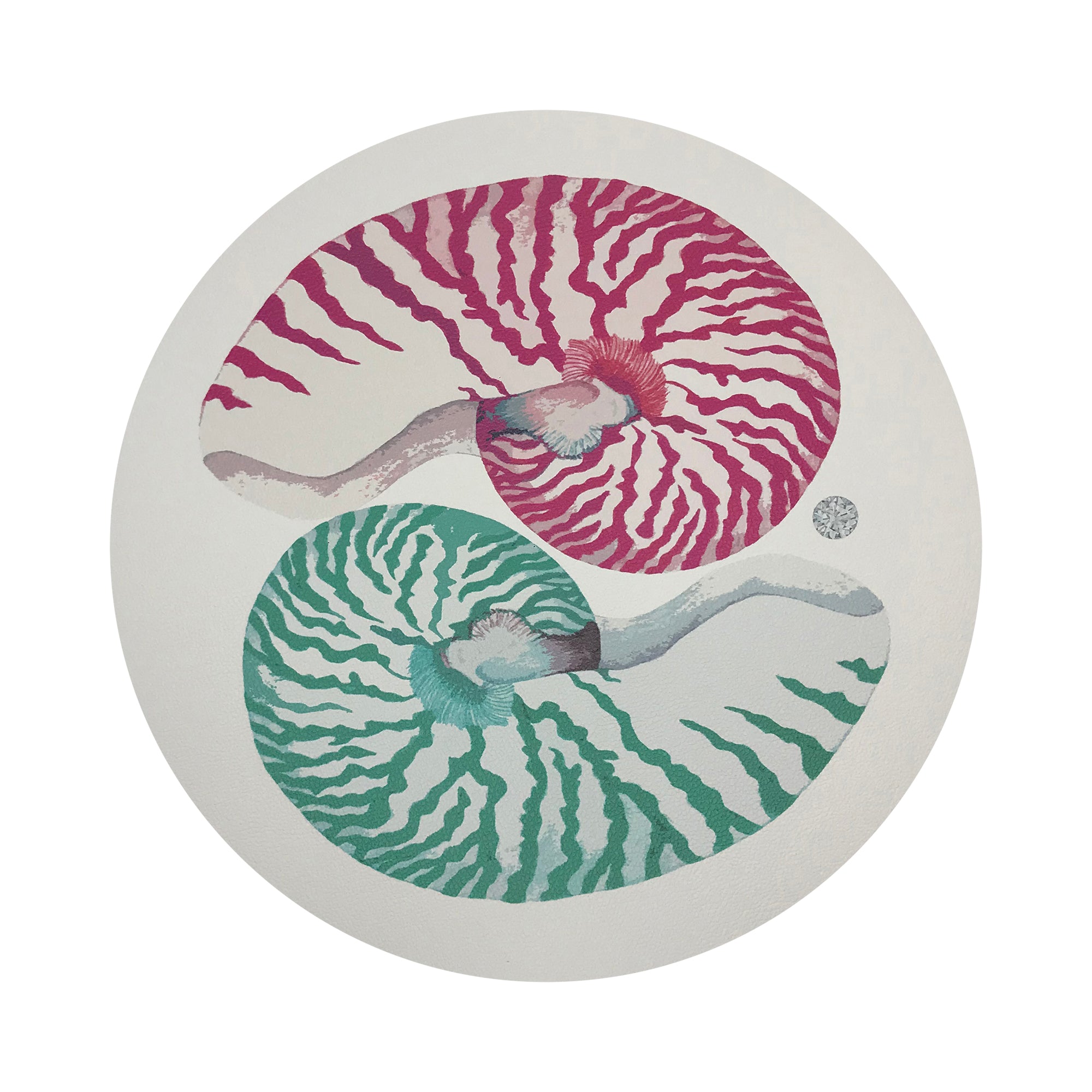 Nautilus Palm Beach Vegan Leather Round Pebble Placemat - nicolettemayer.com