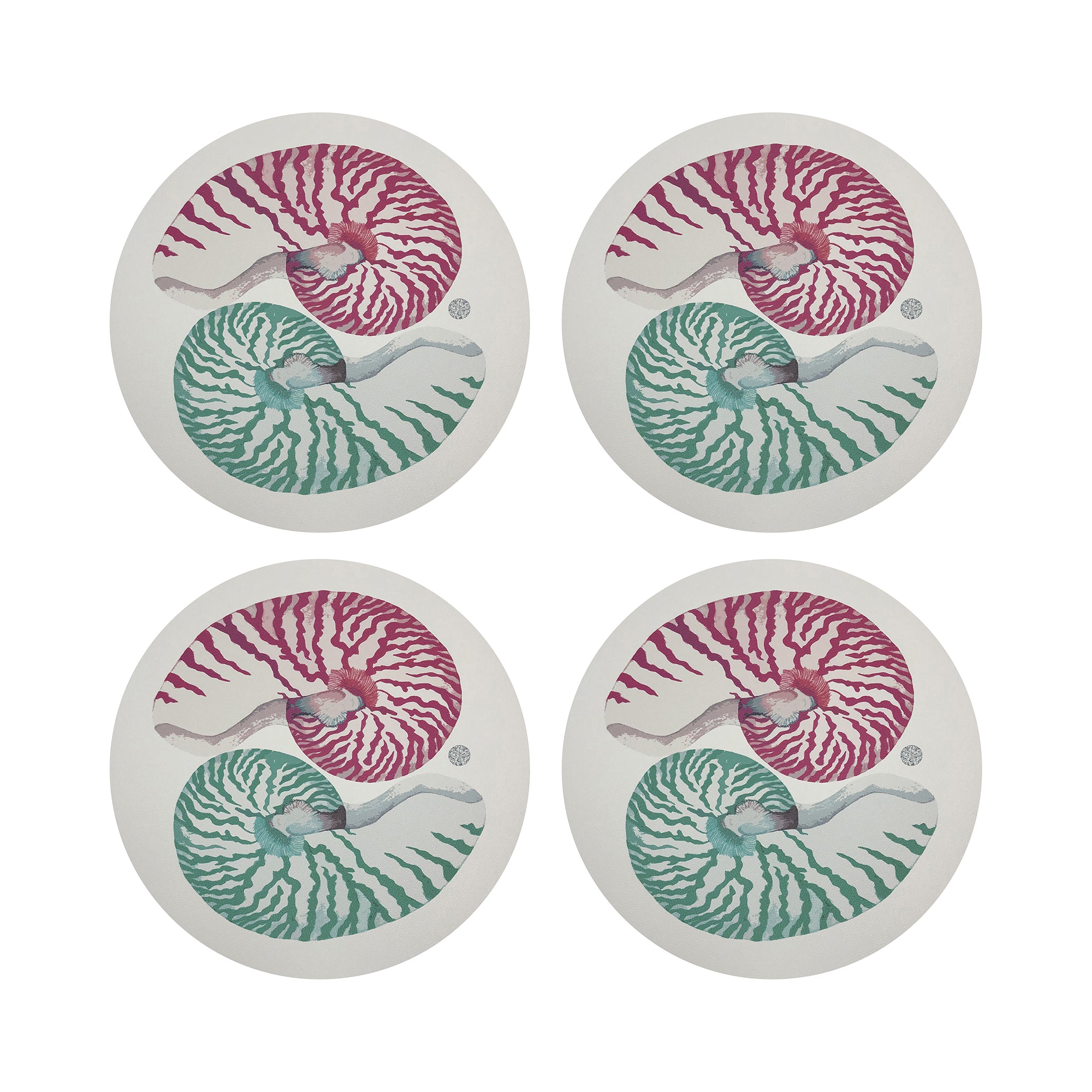 Nautilus Palm Beach Vegan Leather Round Pebble Placemat - nicolettemayer.com