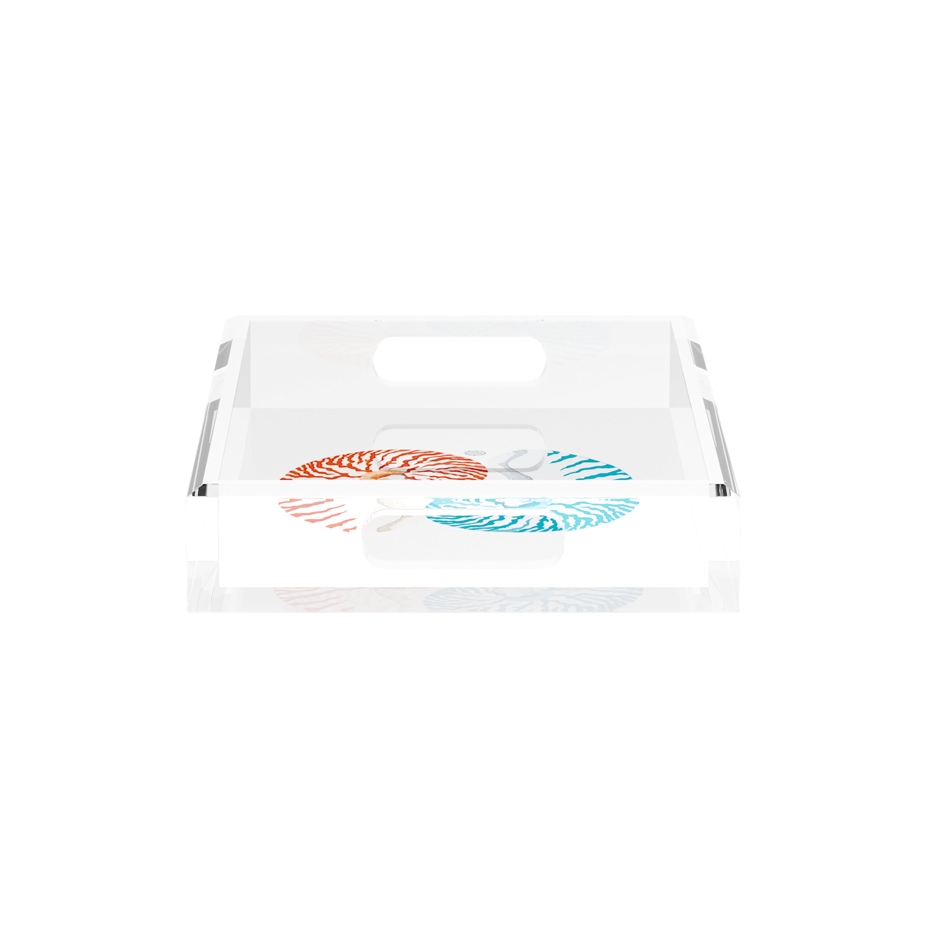 Nautilus Coral Turq 12.5X7.75 Acrylic Tray - nicolettemayer.com