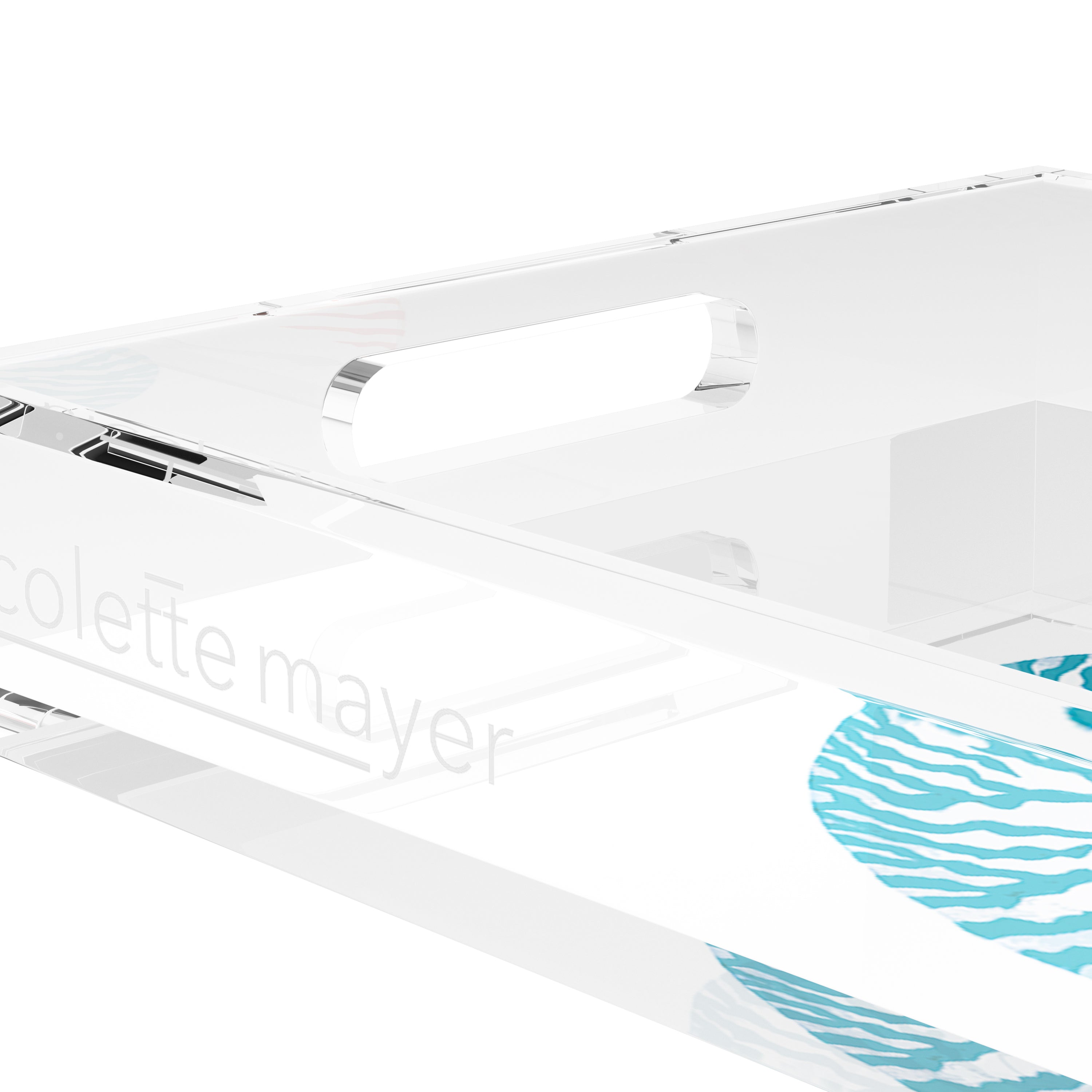 Nautilus Coral Turq 12.5X7.75 Acrylic Tray - nicolettemayer.com