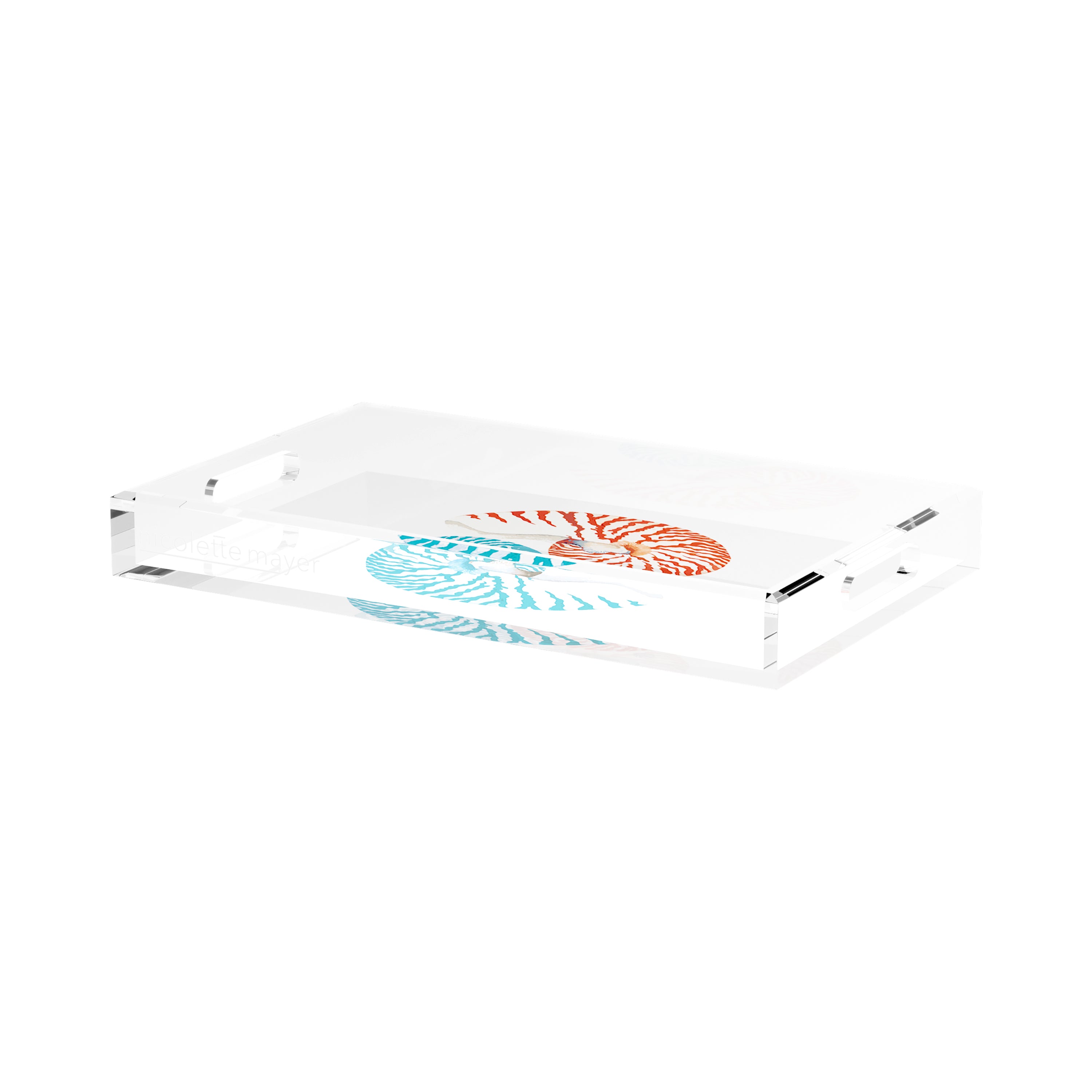 Nautilus Coral Turq 17X10.5 Acrylic Tray - nicolettemayer.com