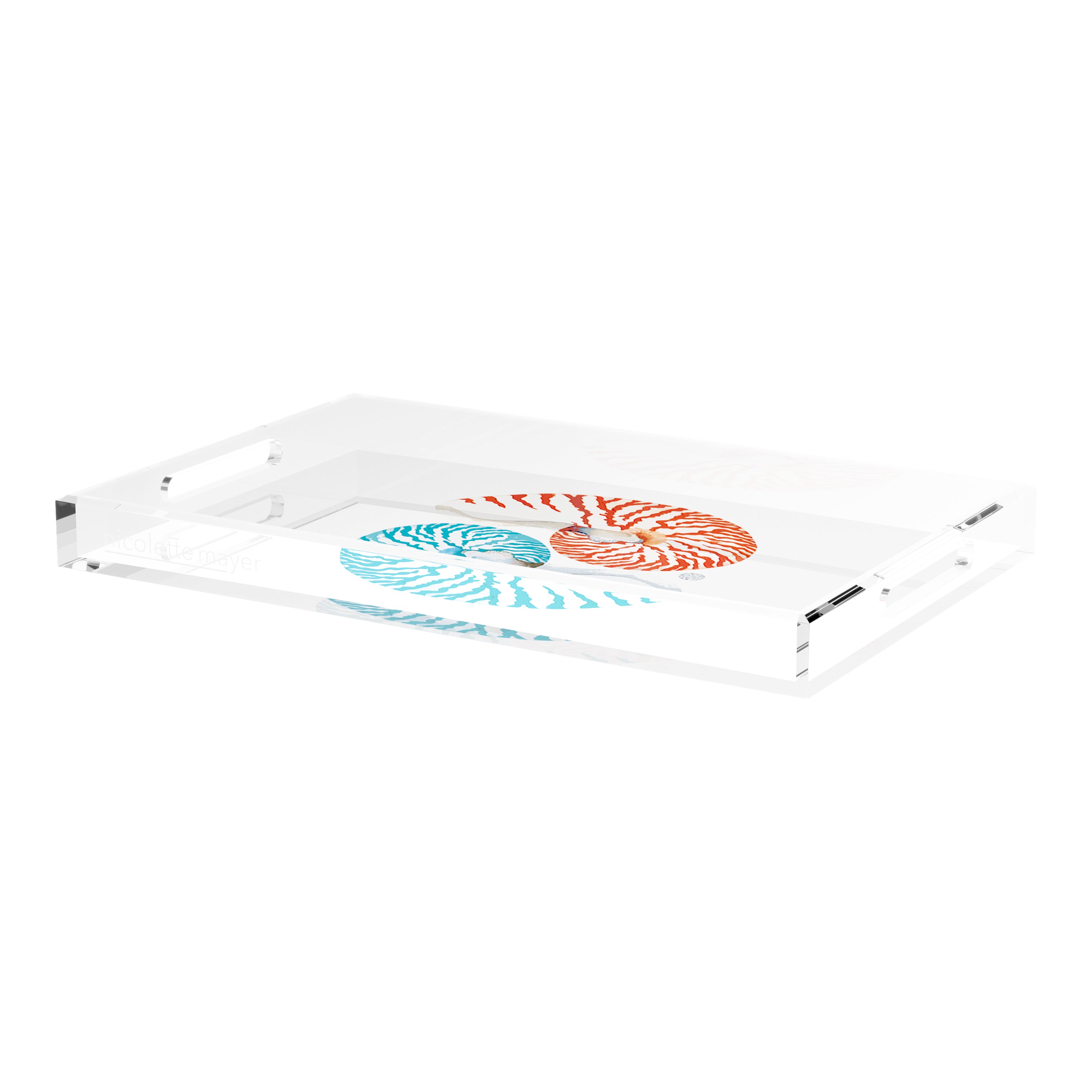 Nautilus Coral Turq 22.5X14.5 Acrylic Tray - nicolettemayer.com